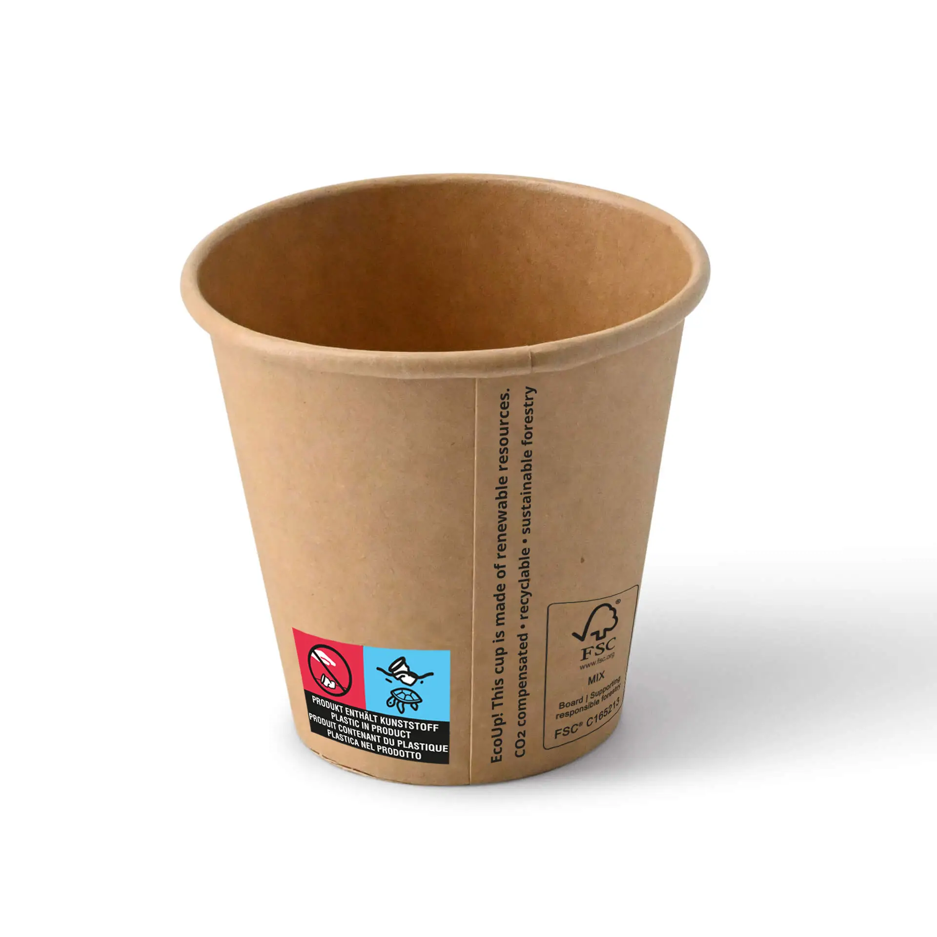 Gobelet en carton (revêtu de PE) 15 cl / 6 oz, Ø 62 mm, brun Gobelet en carton (revêtu de PE) 15 cl / 6 oz, Ø 62 mm, brun