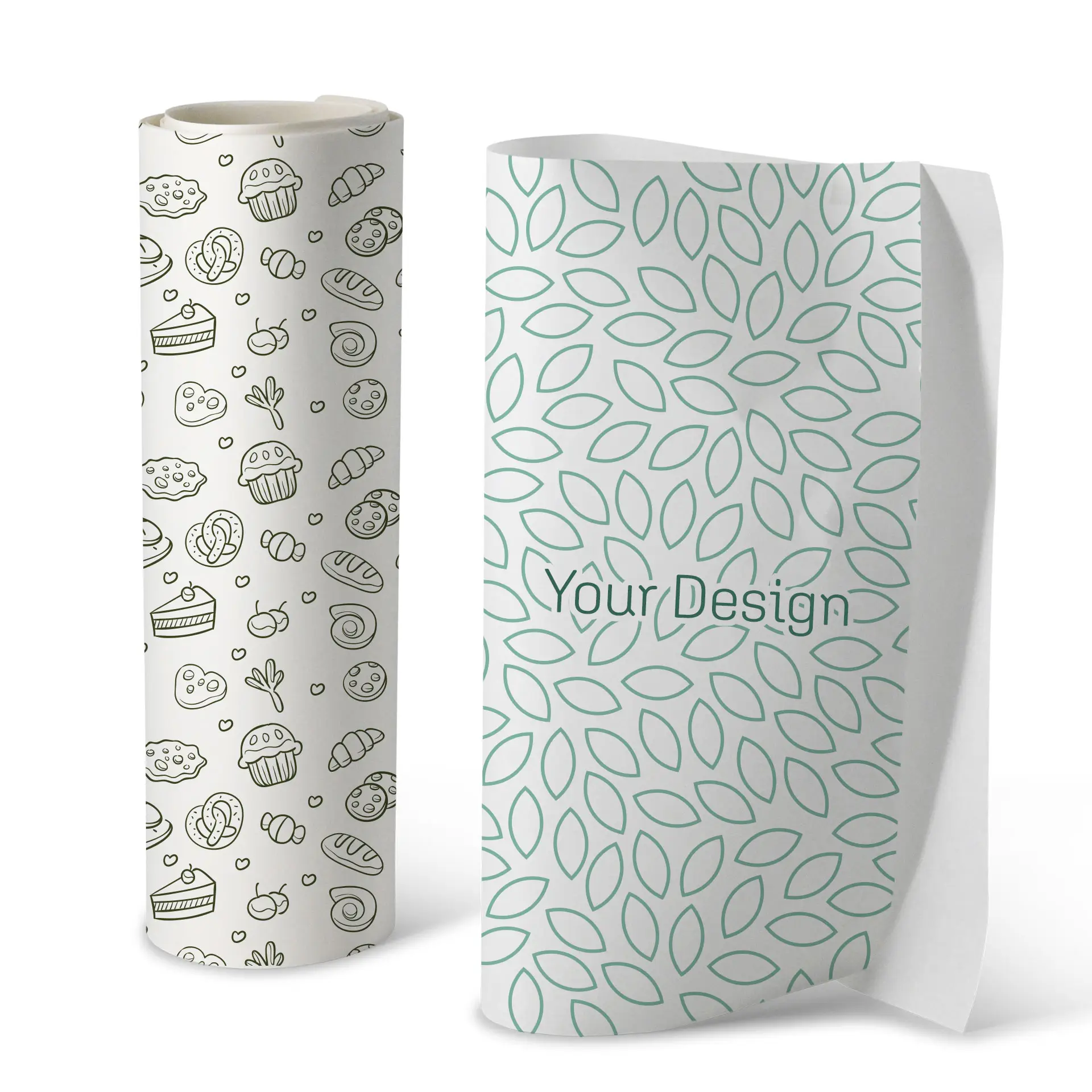 Papier d’emballage personnalisé, 43 cm x 33,4 cm, blanc