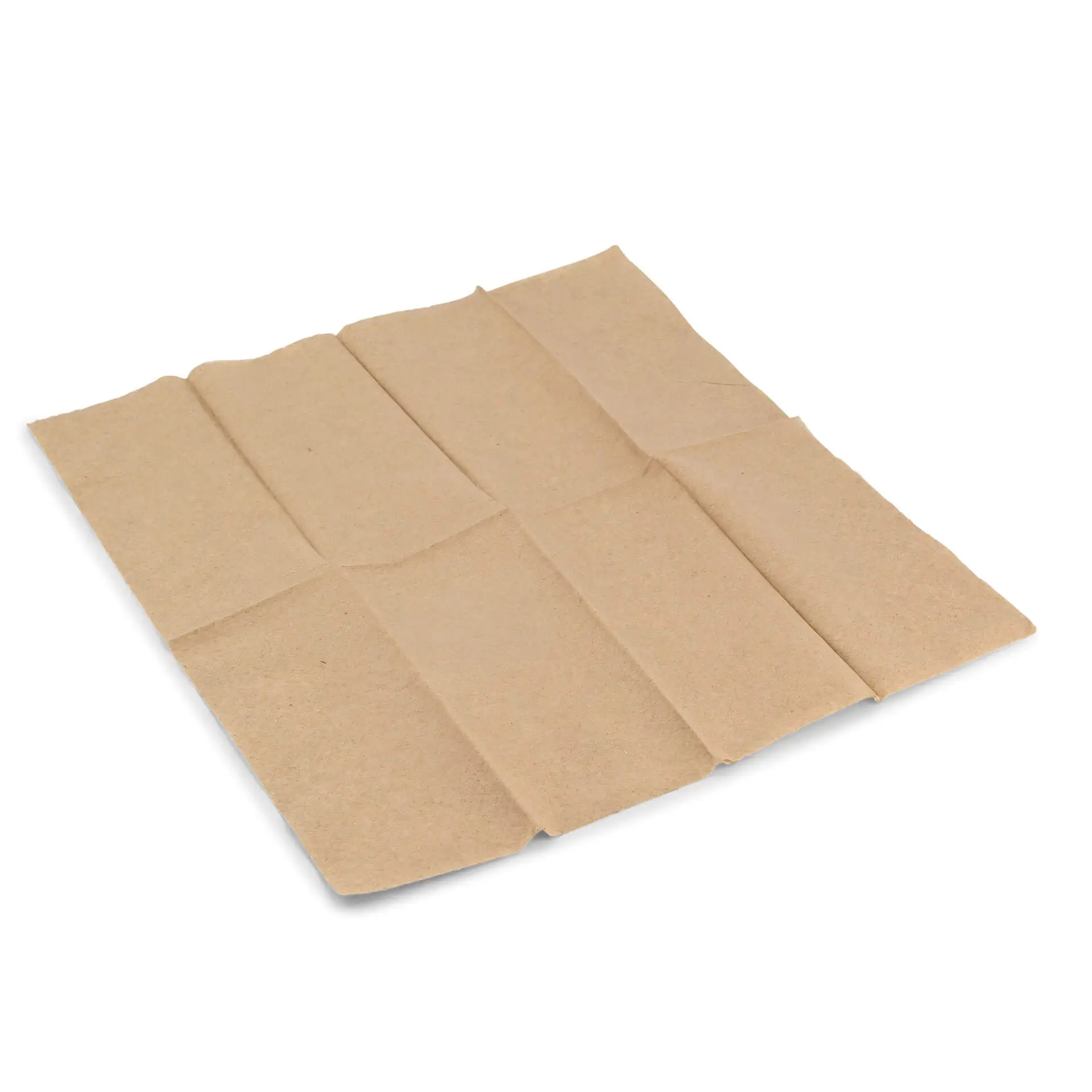 Serviette en papier recyclé non blanchie rectangulaire, 32,5 x 32,5 cm, avec une étiquette verte indiquant "Fabriqué par la Nature".