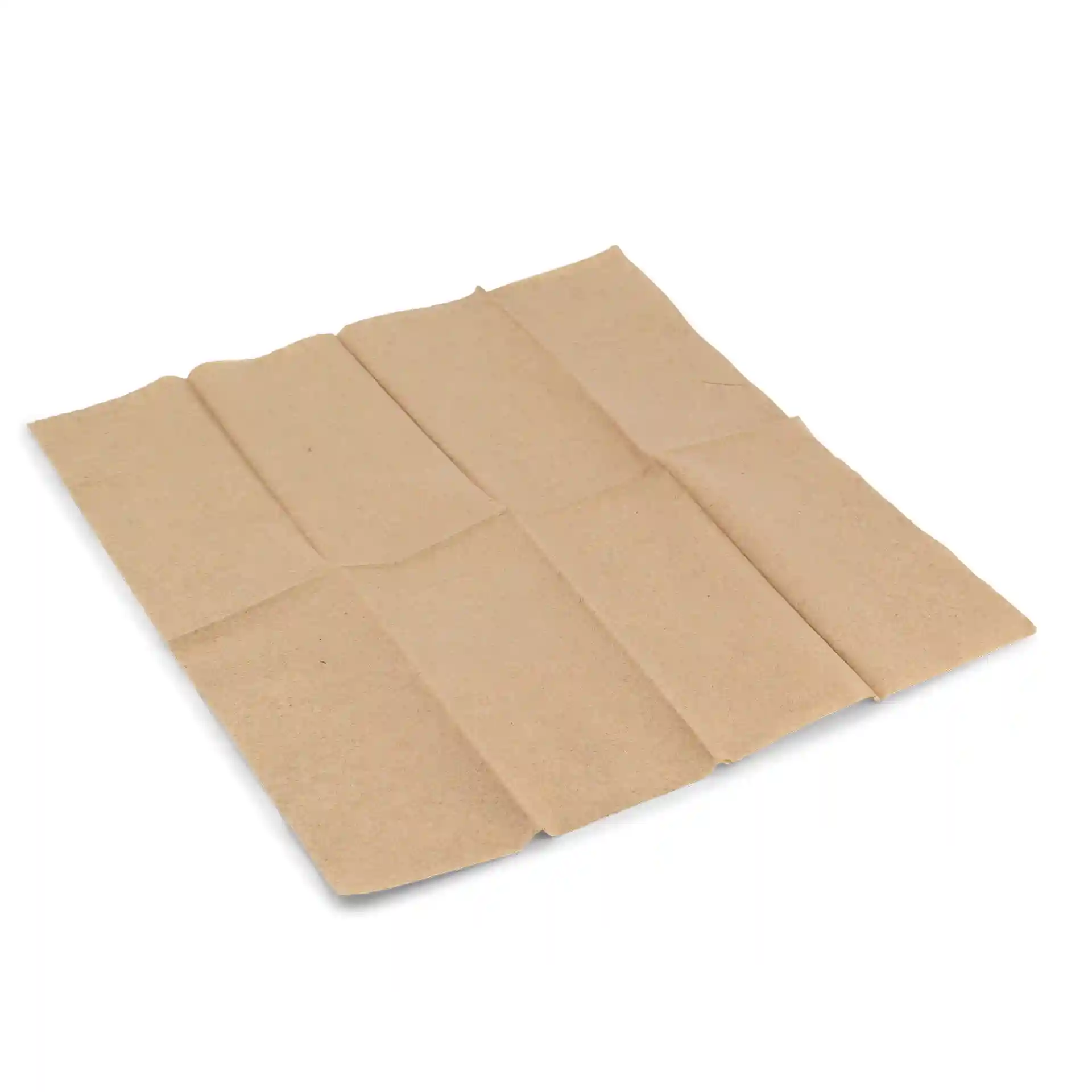 Serviette en papier recyclé non blanchie rectangulaire, 32,5 x 32,5 cm, avec une étiquette verte indiquant "Fabriqué par la Nature".