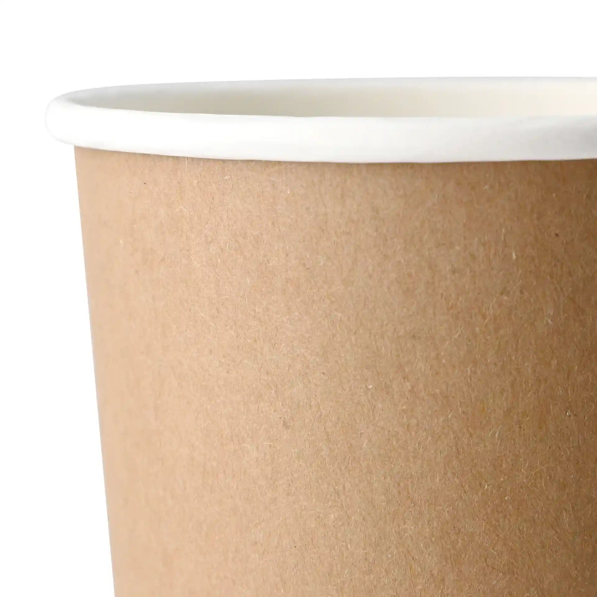 Tasse à café double paroi marron avec intérieur blanc, capacité de 200 ml et diamètre de 80 mm.