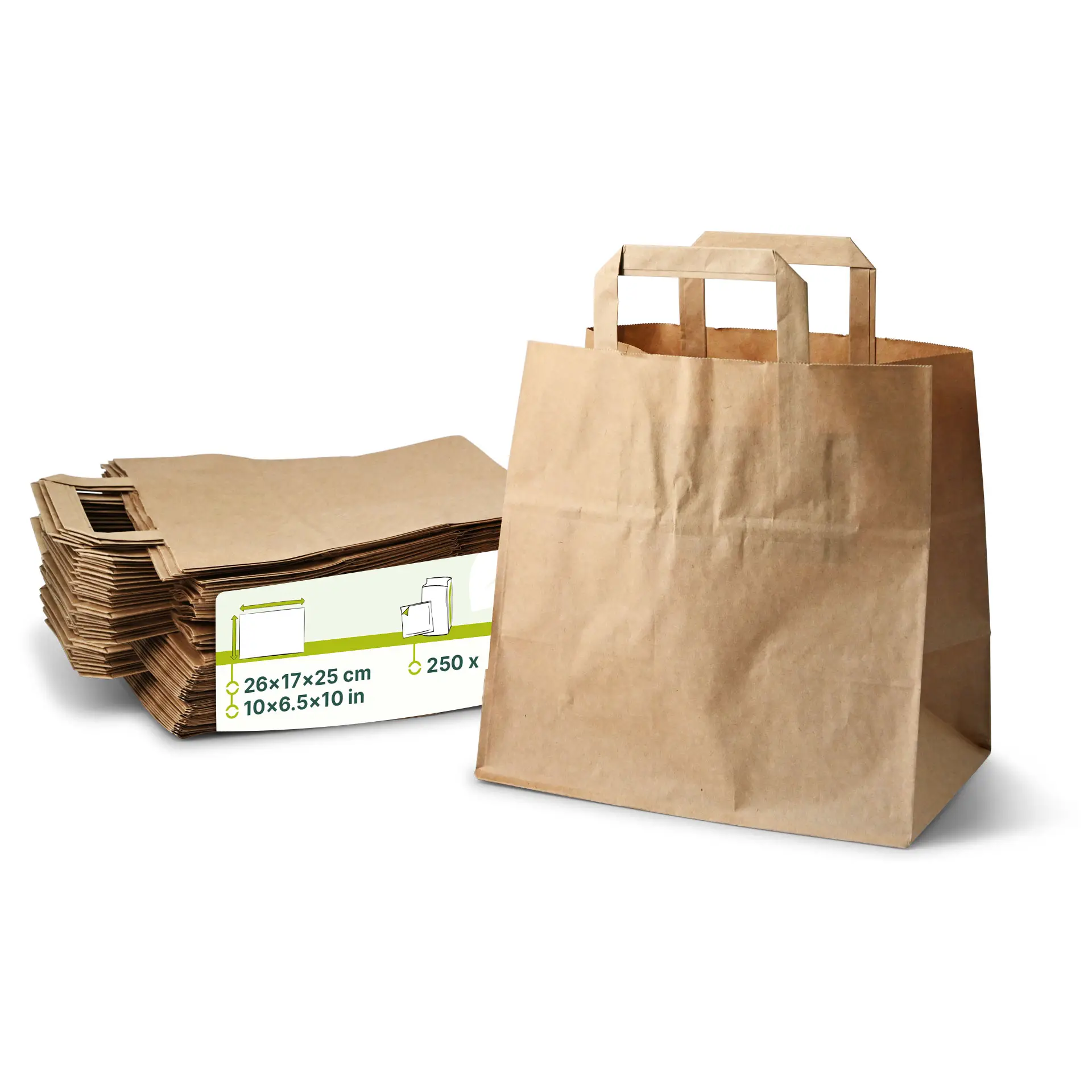 Sac en papier recyclé brun L, 26 x 17 x 25 cm Sac en papier recyclé brun L, 26 x 17 x 25 cm