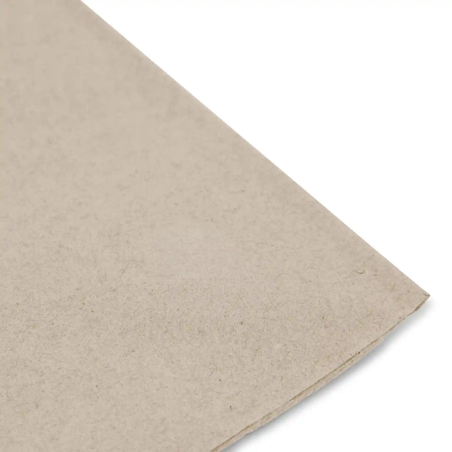 Pochette rectangulaire en papier recyclé non blanchi avec symbole de recyclage imprimé et texte.