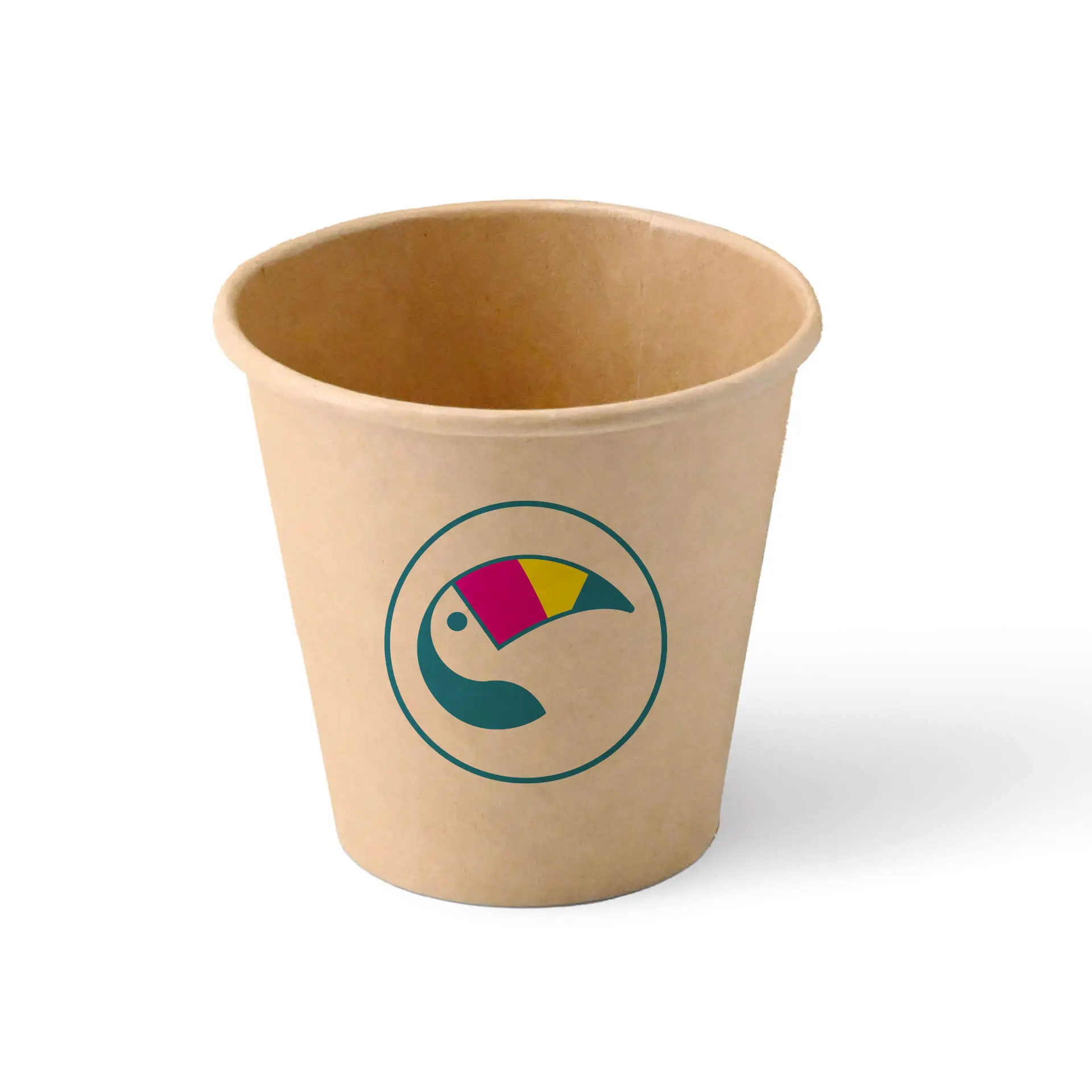 Gobelets en carton avec logo (simple paroi), 50 ml / 6 oz, brun, revêtement PLA
