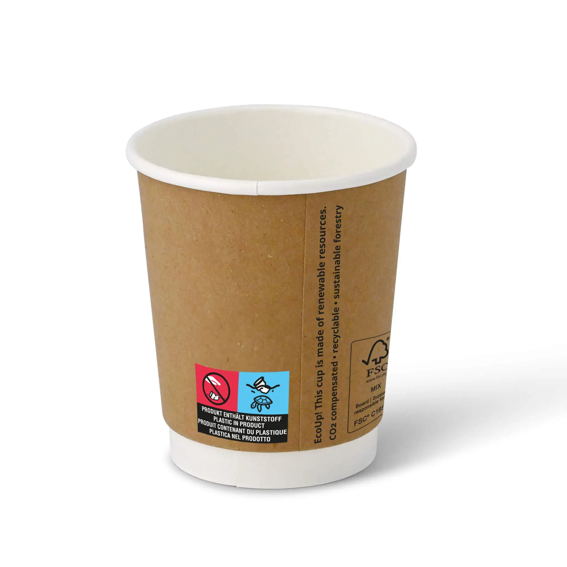 Gobelet à café à emporter en carton (revêtu de PE), double paroi, 20 cl / 8 oz, Ø 80 mm, brun, intérieur blanc con10001-01-0-coffee-to-go-becher-aus-pappe-beschichtet-doppelwandig-200-ml-8-oz-80-mm-braun-innen-weiss-2