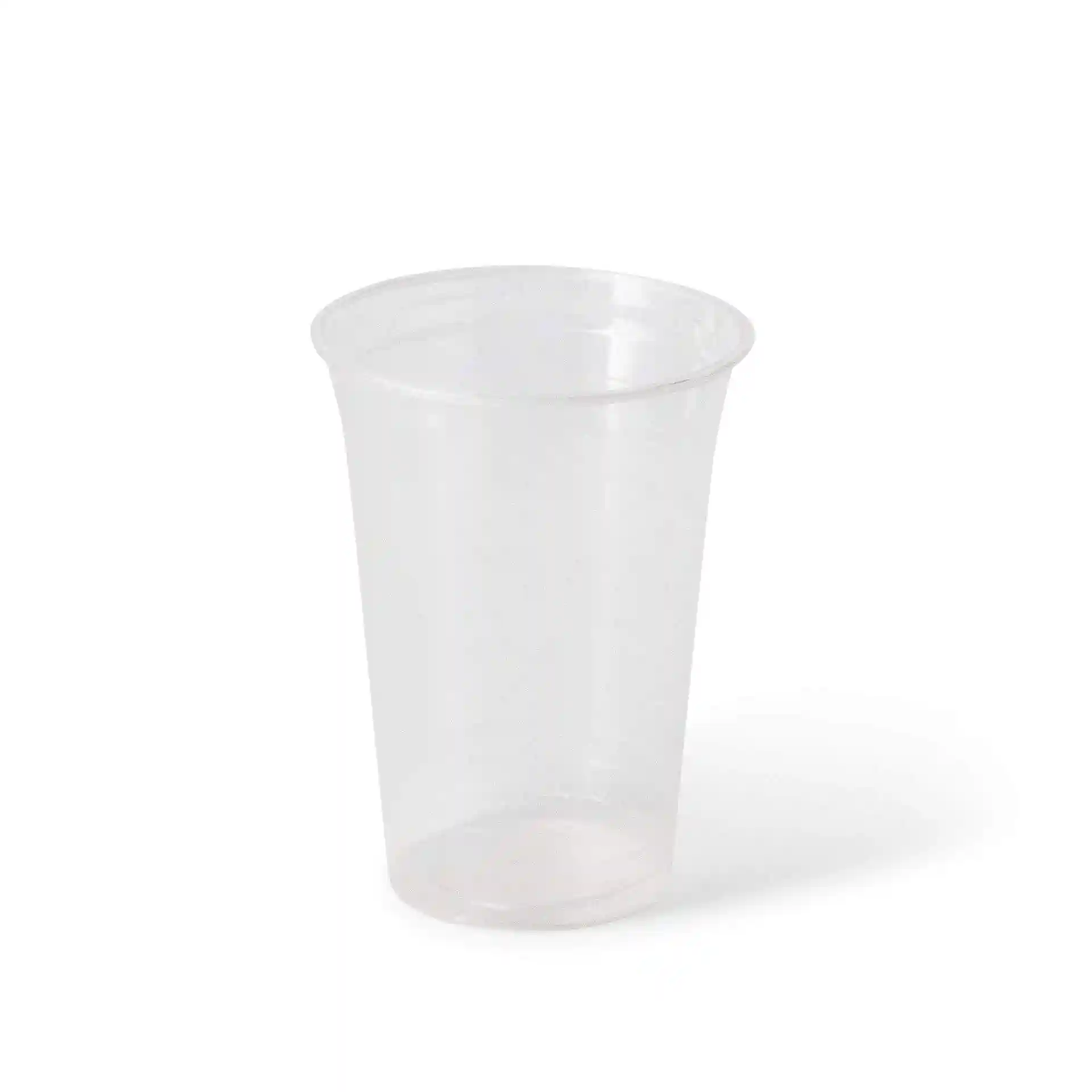 Gobelet transparent en plastique PLA de 16 oz, d'une hauteur de 126 mm et d'un diamètre supérieur de 95 mm.