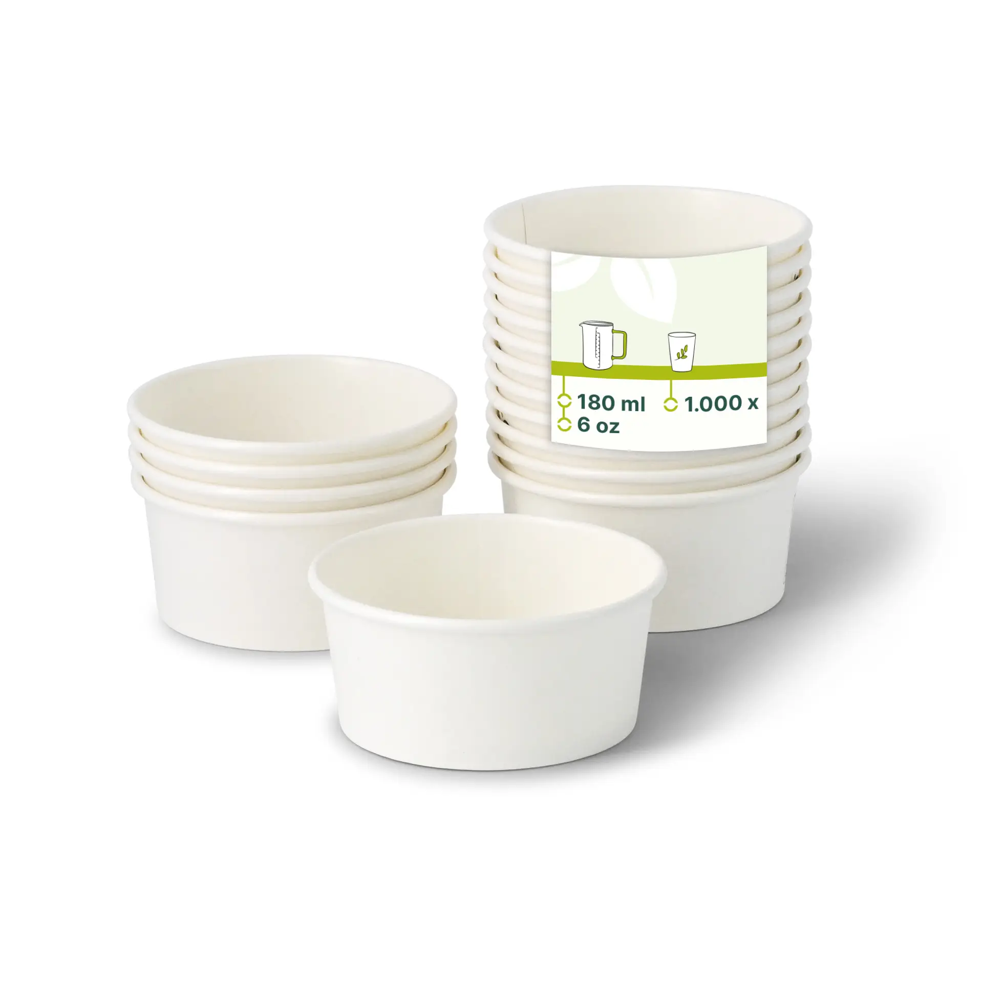 Pot à glace en carton XS, 100 - 180 ml, (revêtu de PE), Ø 92 mm, Blanc Pot à glace en carton XS, 100 - 180 ml, (revêtu de PE), Ø 92 mm, Blanc