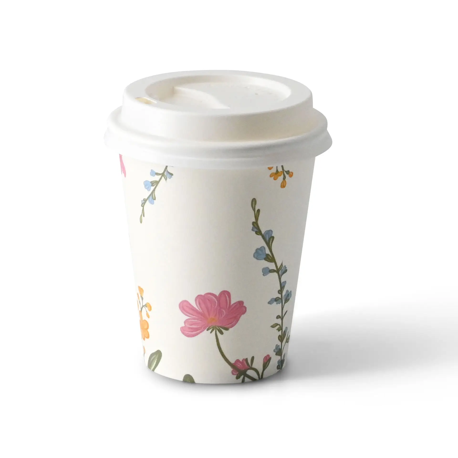 Gobelet en carton imprimé "Printemps" (revêtu) 200 ml / 8 oz, Ø 80 mm, blanc