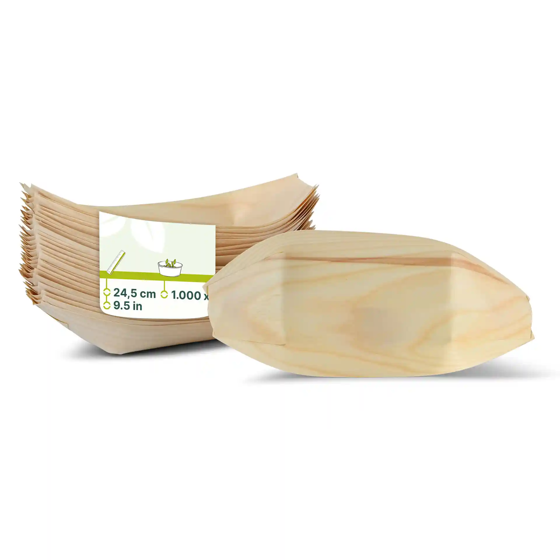 Empilement de conteneurs en bois en forme de bateau, mesurant chacun 24,5 cm de long, avec une finition brune.
