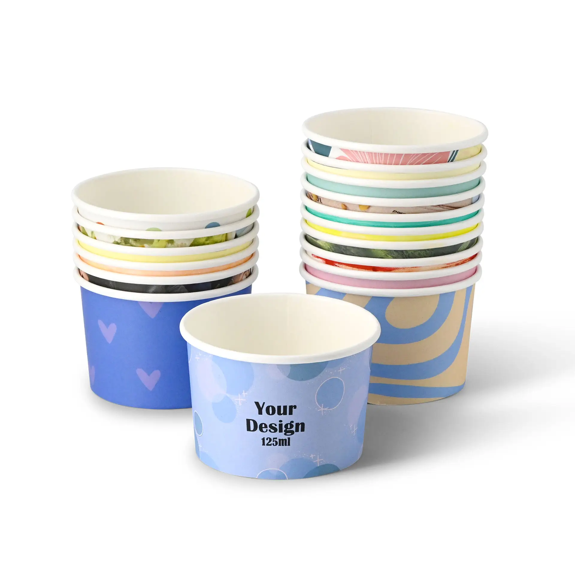 Pots à glace personnalisés 125 ml / 5 oz, blanc, revêtement PE Pots à glace personnalisés 125 ml / 5 oz, blanc, revêtement PE