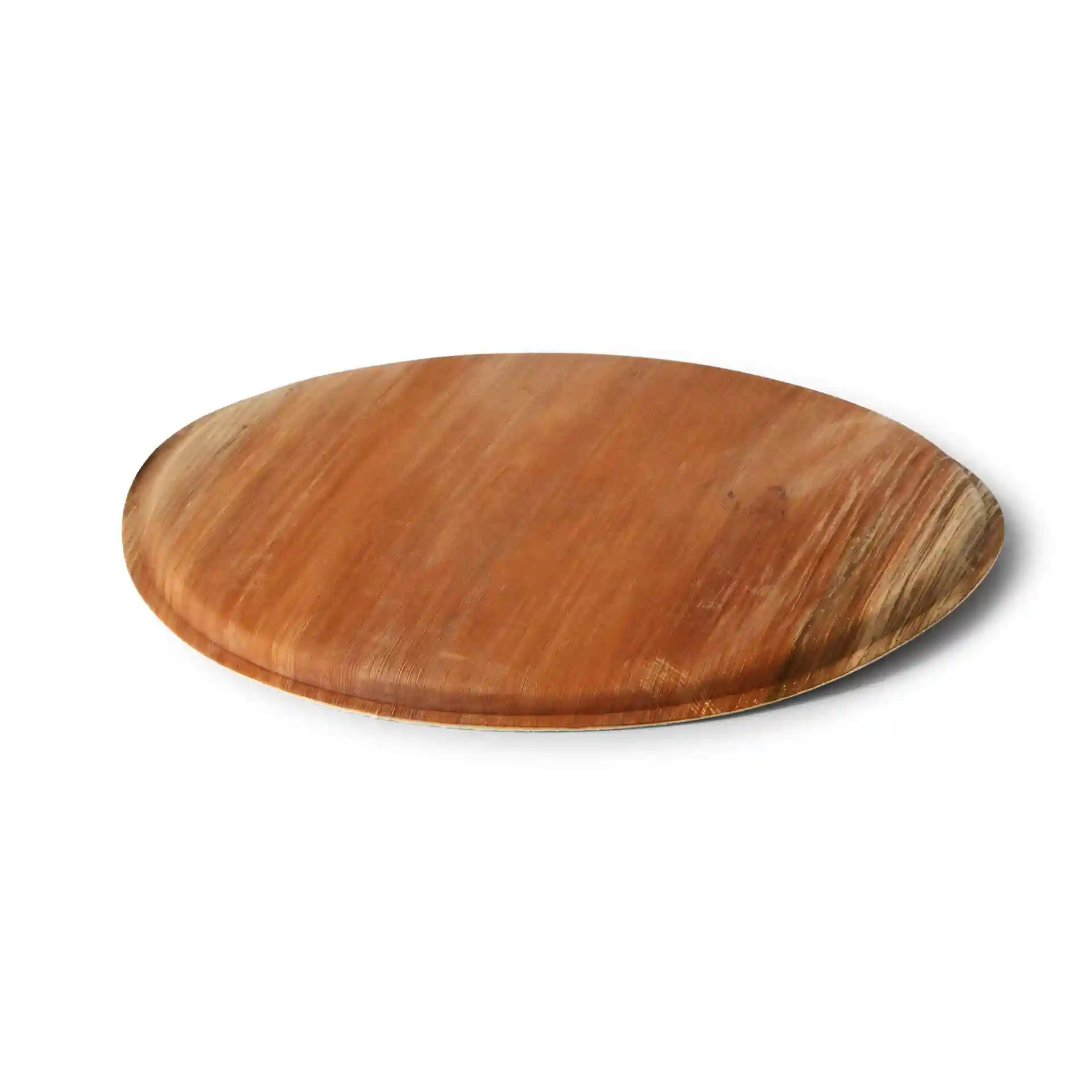 Assiette à pizza ronde en feuille de palmier de 32 cm de diamètre et couleur grain.