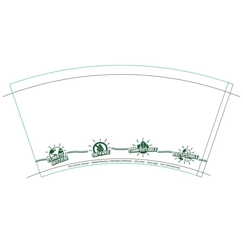 Gobelet en carton 300 ml / 12 oz, Ø 90 mm, avec pictogrammes "EcoUp©", simple paroi, blanc, revêtement en PLA