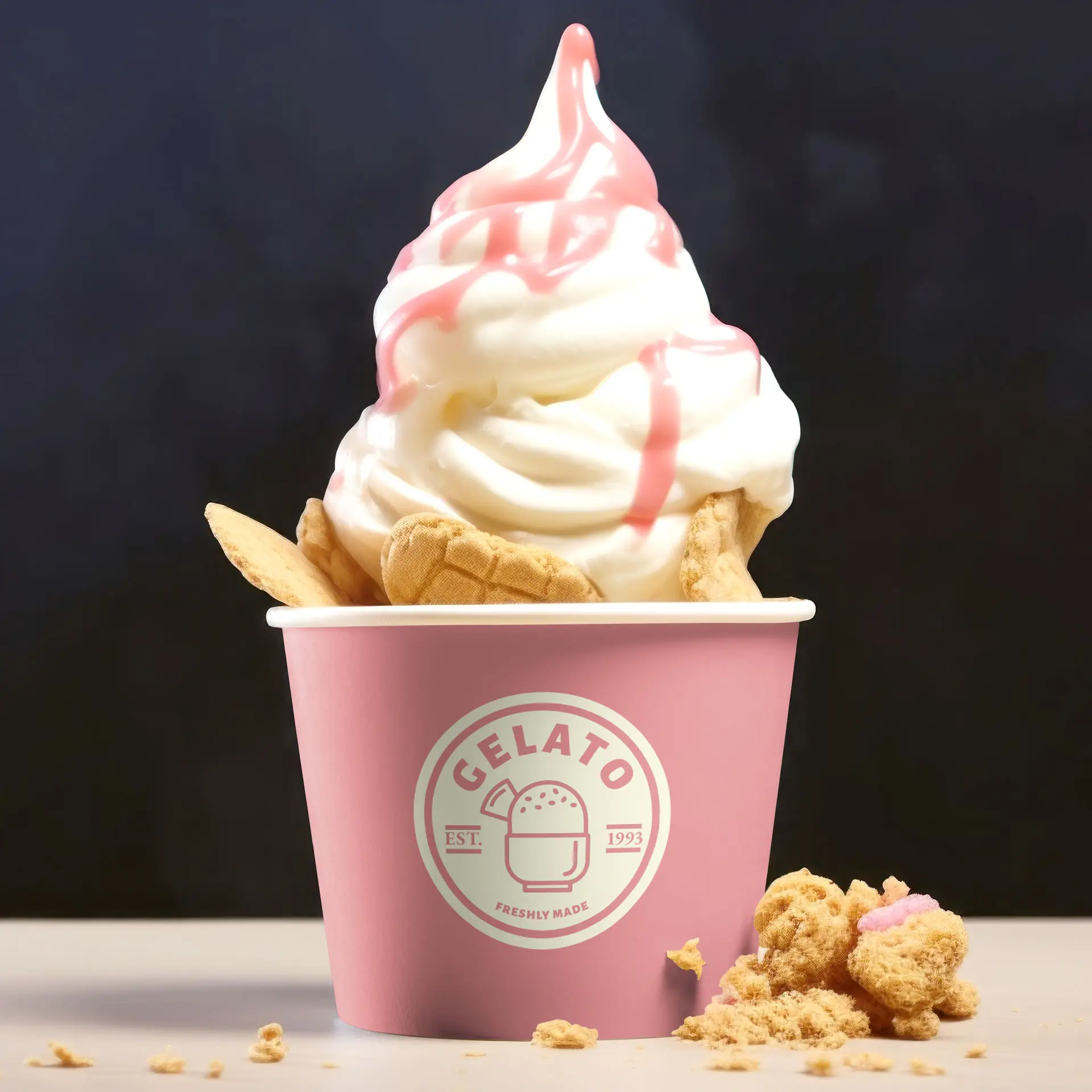 Pots à glace en carton personnalisé,  125 ml / 5 oz, mat