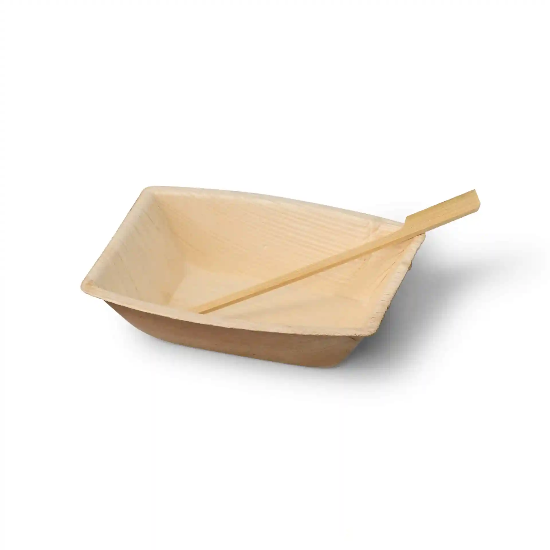 Brochette en bambou dans un support rectangulaire marron, avec une brochette à l'intérieur.