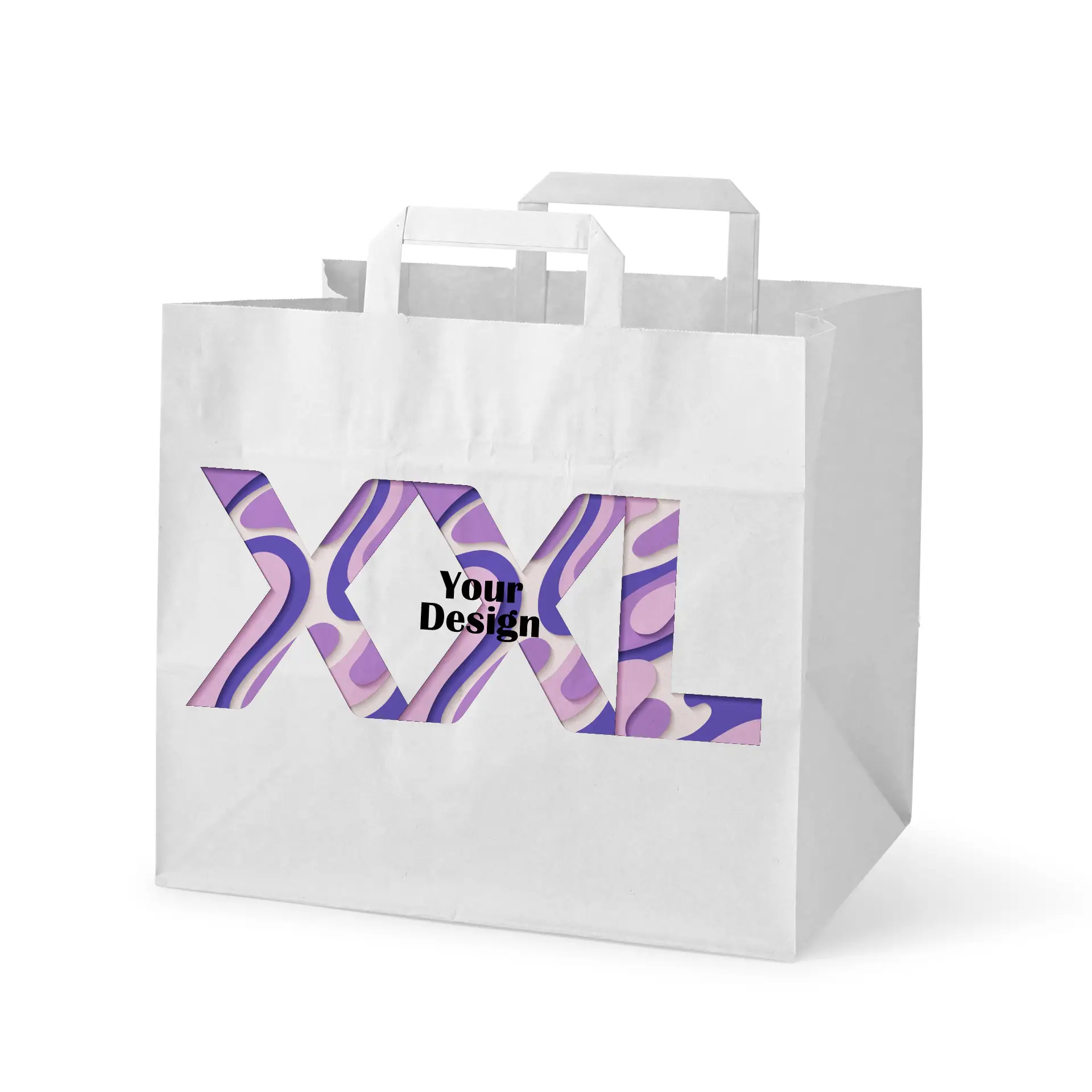 Sacs en papier personnalisés, blancs, XXL - 32 x 22 x 27 cm