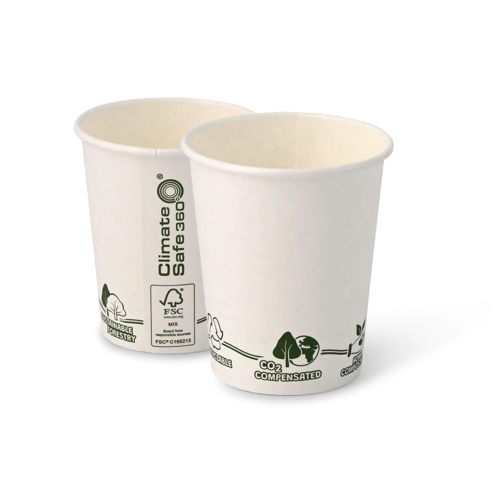 Gobelet en carton blanc, logos EcoUp©, 20 cl / 8 oz, Ø 80 mm