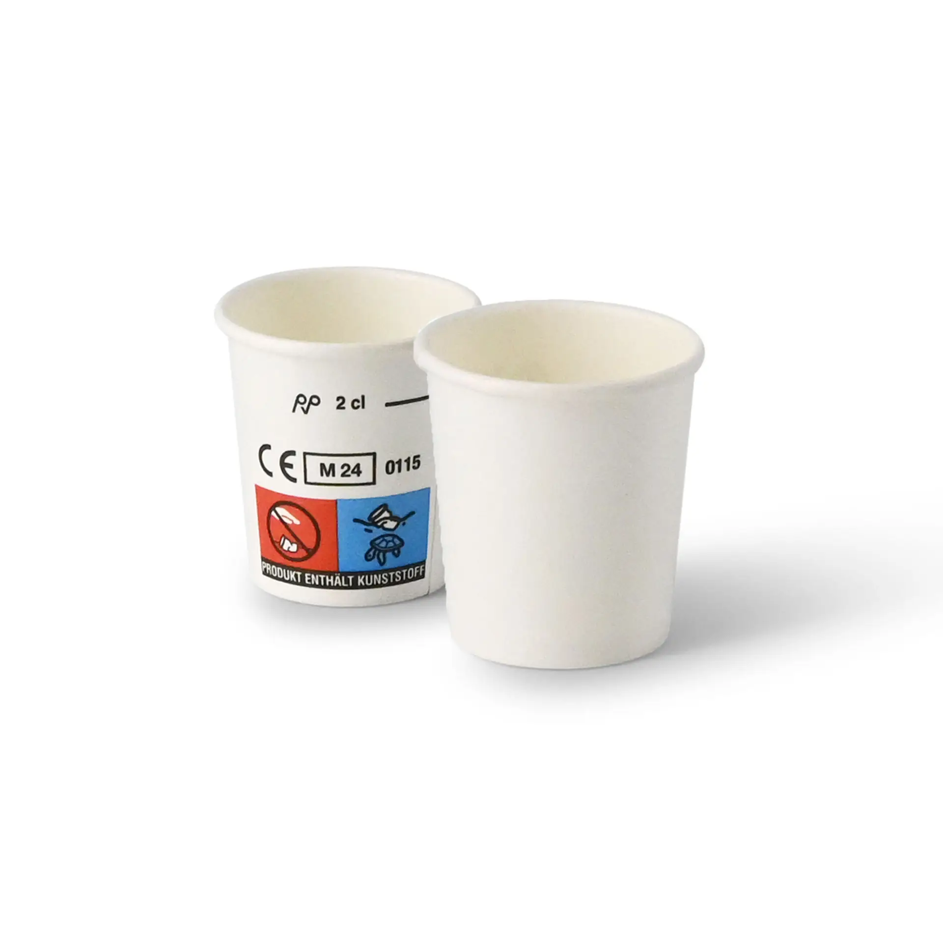 Gobelet à shot en papier (revêtu de PE) 20 ml / 1 oz, blanc