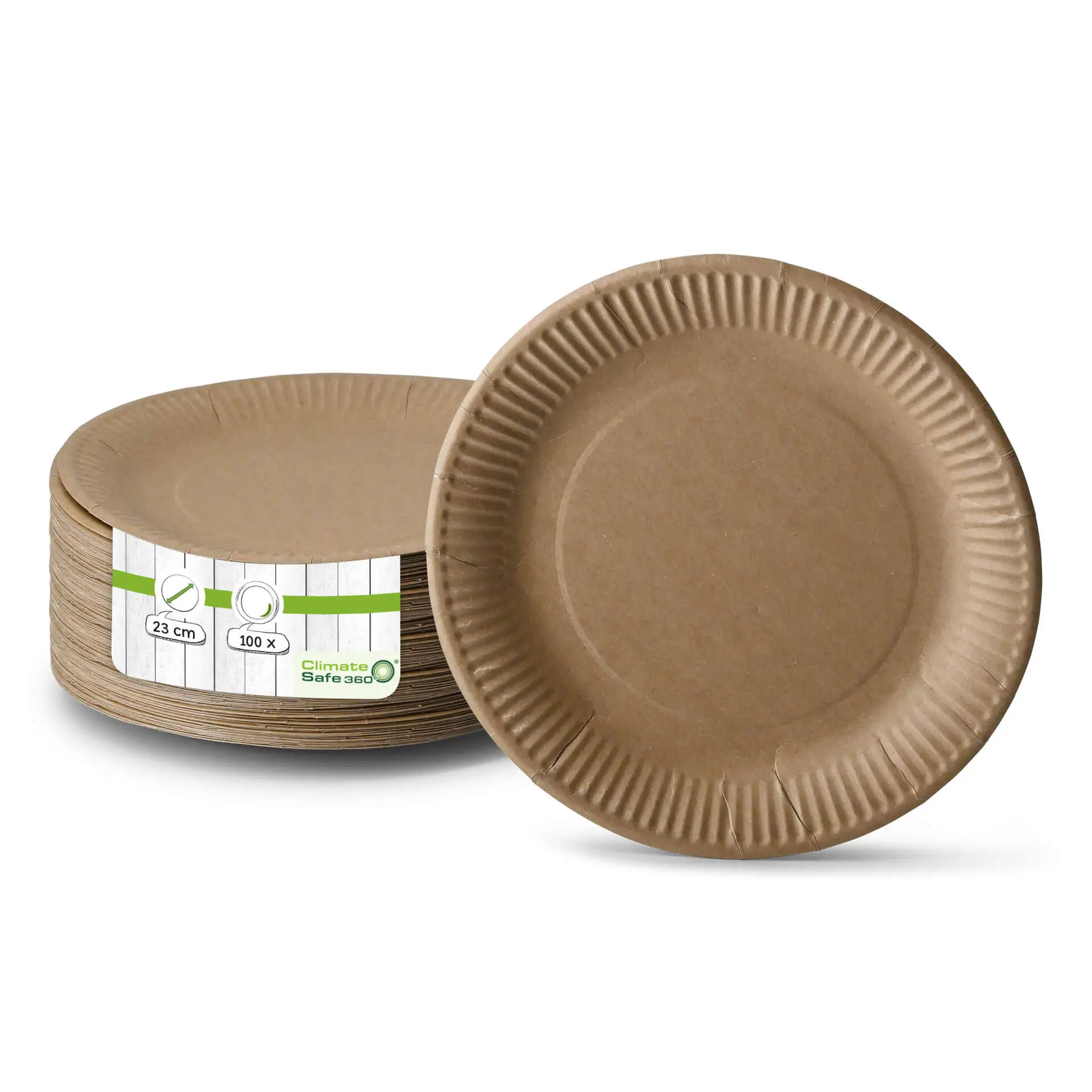 Assiette en carton Ø 23 cm, brun, ronde Assiette en carton Ø 23 cm, brun, ronde