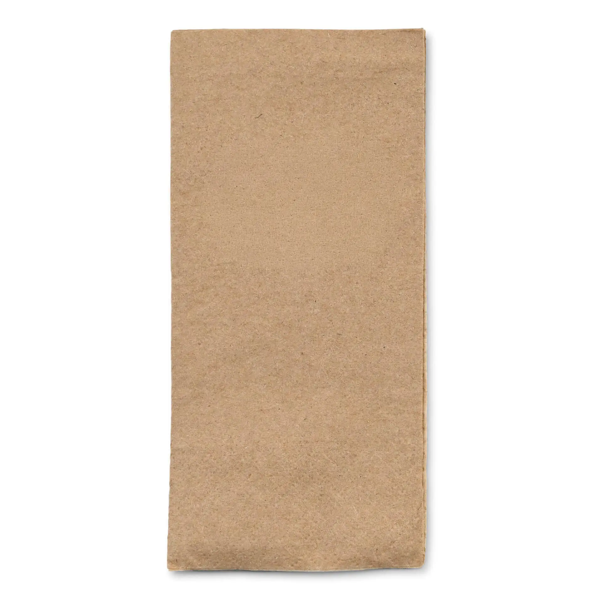 Étiquette sur serviette en papier recyclé non blanchi avec texte vert indiquant "Fabriqué par la nature" et "100% recyclé".