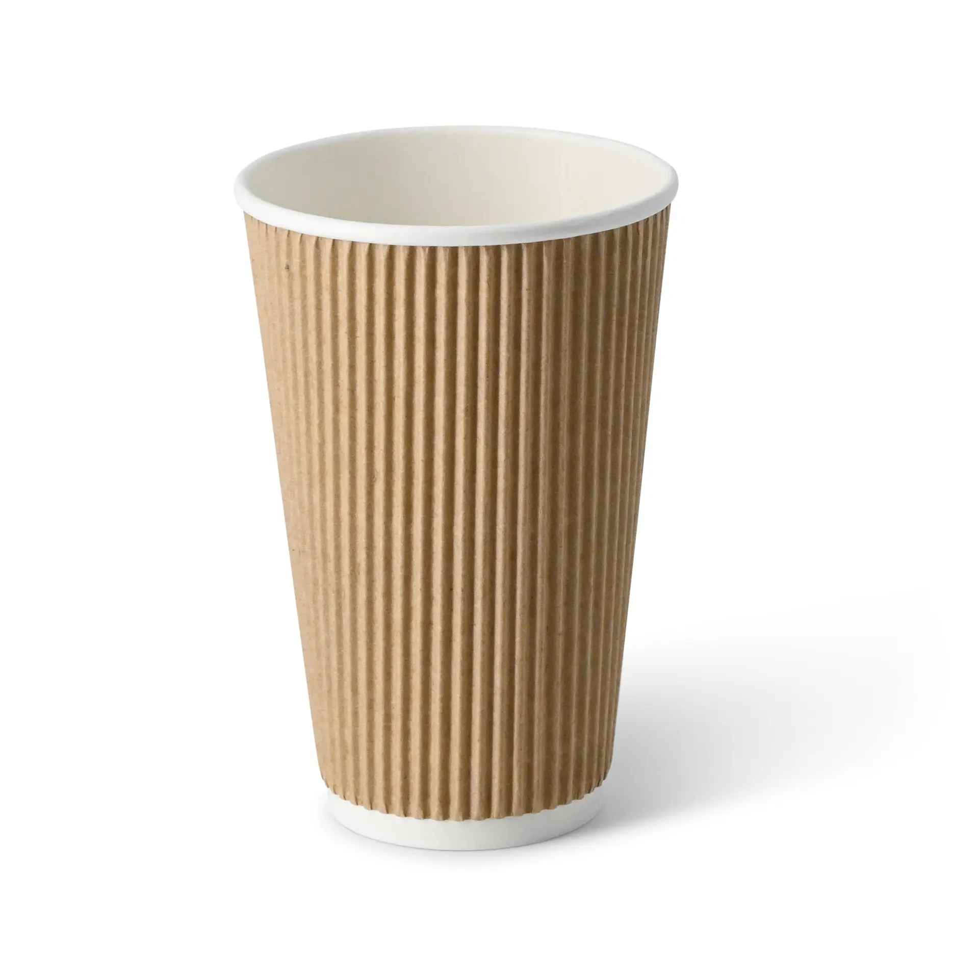 Gobelet en carton ondulé 40 cl / 16 oz, Ø 90 mm, brun dhd04962-riffelbecher-coffee-to-go-becher-400-ml-16-oz-90-mm-braun-innen-weiss-1