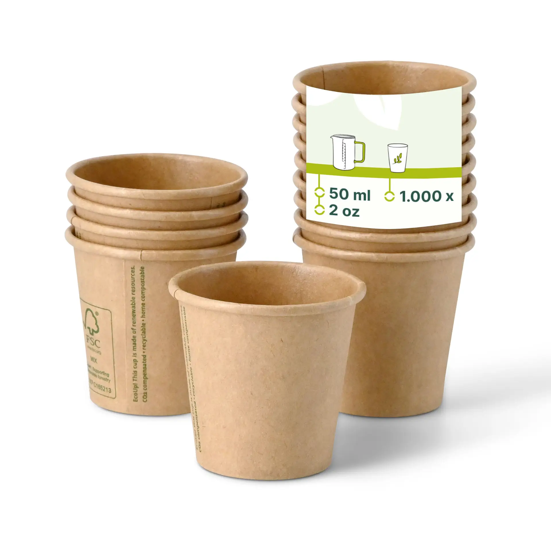 Gobelets en carton 5 cl / 2 oz, Ø 50 mm, blanc dhd00011-pappbecher-50-ml-2-oz-50-mm-braun
