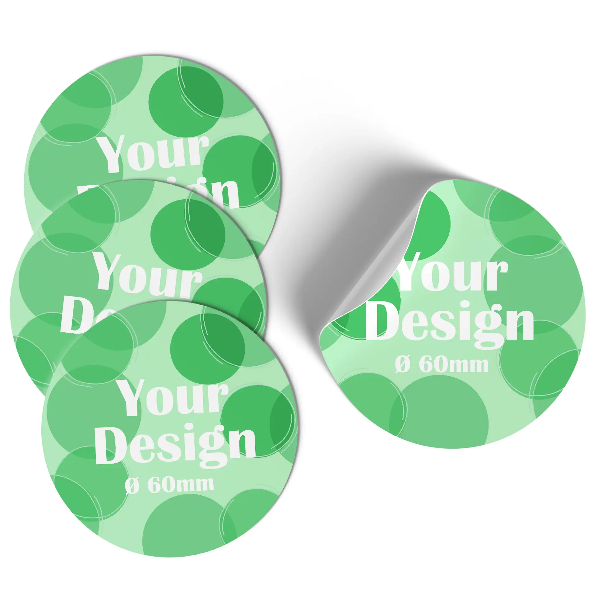 Autocollant rond avec un fond en dégradé bleu et un logo d'oiseau stylisé en blanc ; diamètre de 6 cm, montrant un décollement partiel sur le bord.