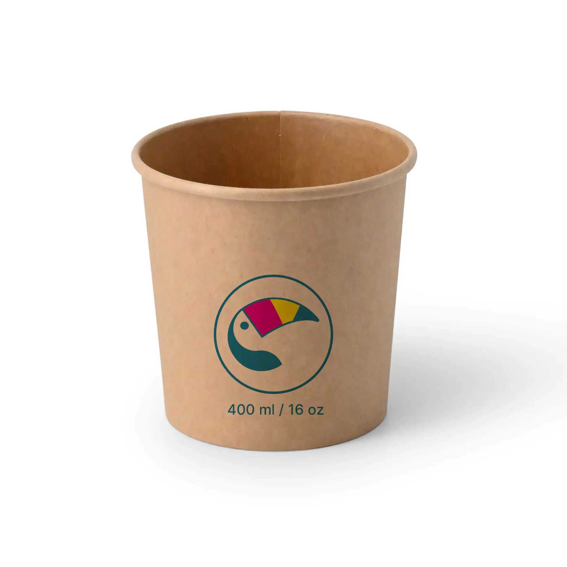 Gobelets à glace personnalisables (optionnel avec couvercle), 400 ml / 16 oz, brun, revêtement PE