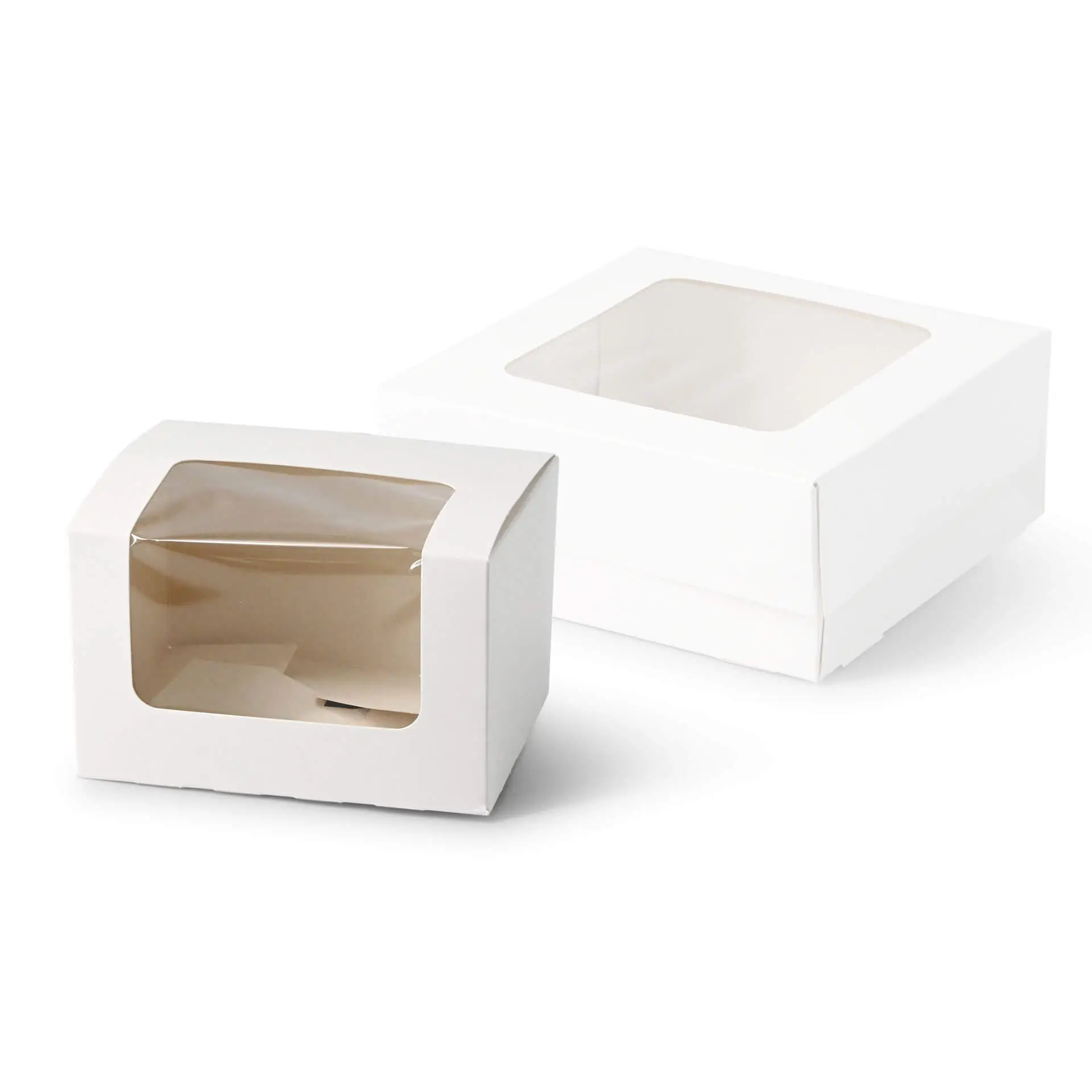 Emballages pâtisserie 13 x 11 x 8 cm, fenêtre en cellulose, blanc
