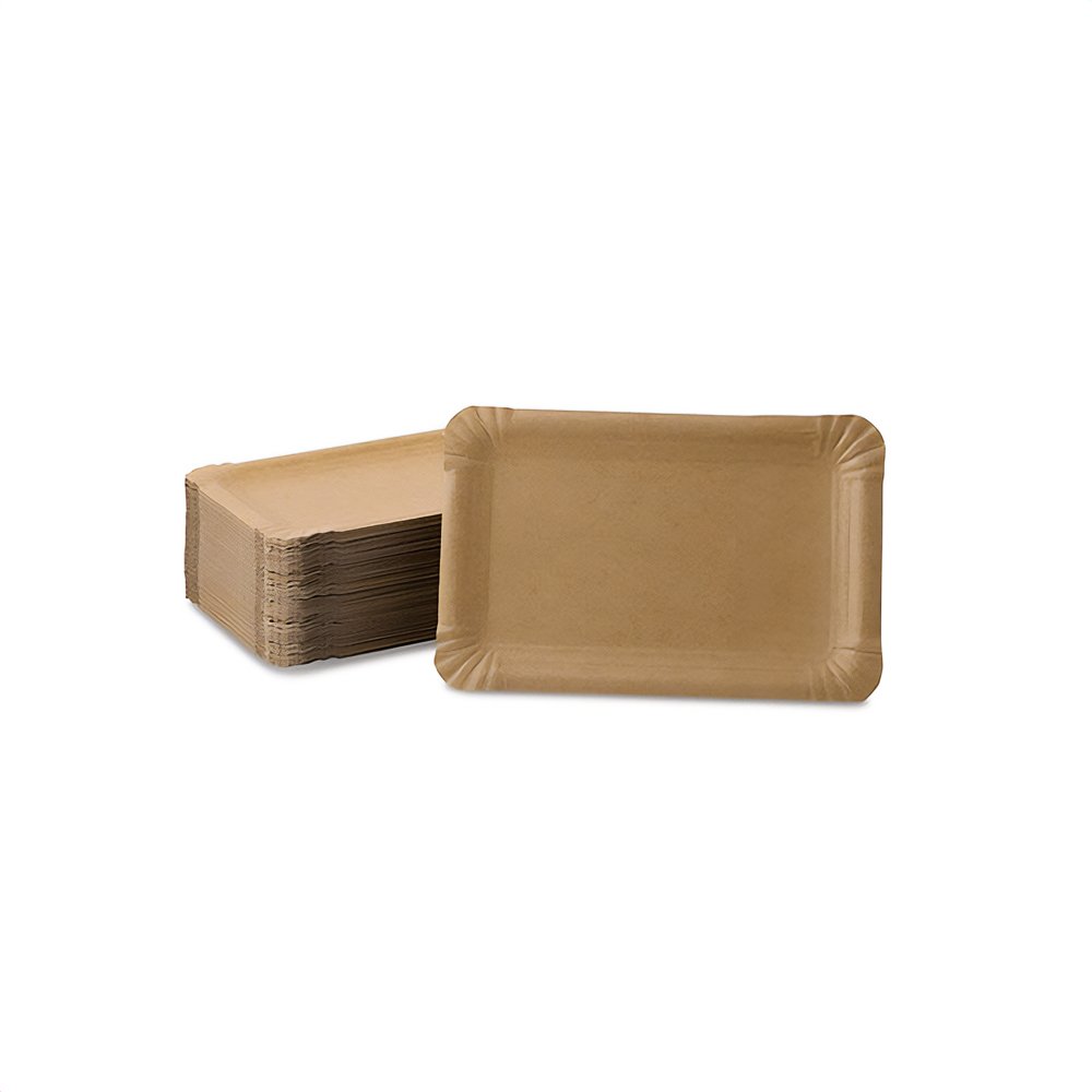 Pappteller 13 x 20 cm, braun, rechteckig