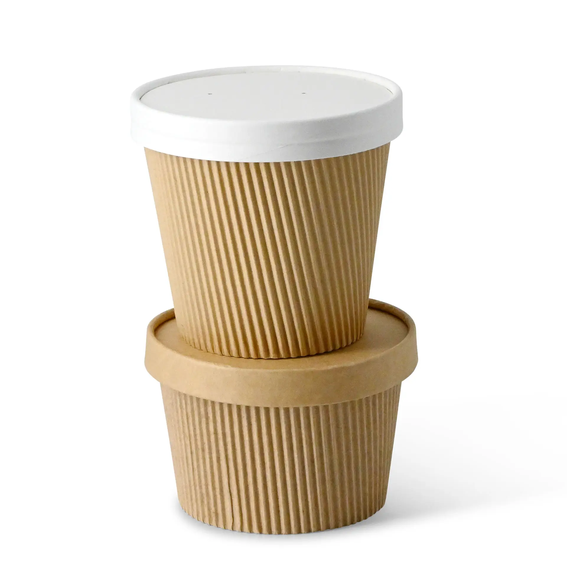 Pot à soupe en carton ondulé brun (revêtement biologique) 500 ml / 19 oz, Ø 116 mm