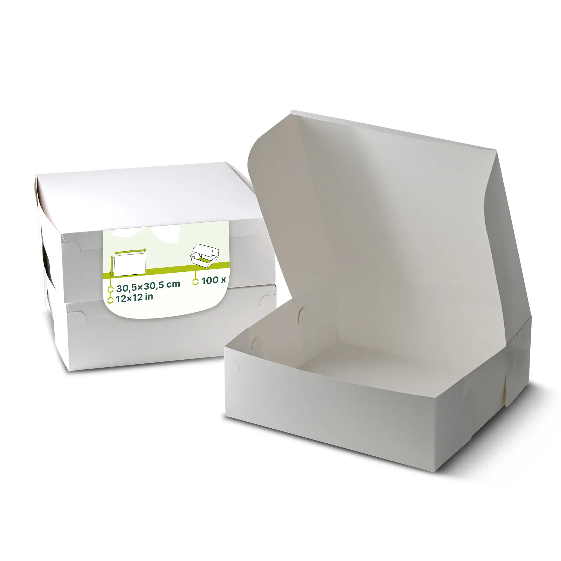 Tortenkarton L, 30,5 x 30,5 x 10 cm, weiß