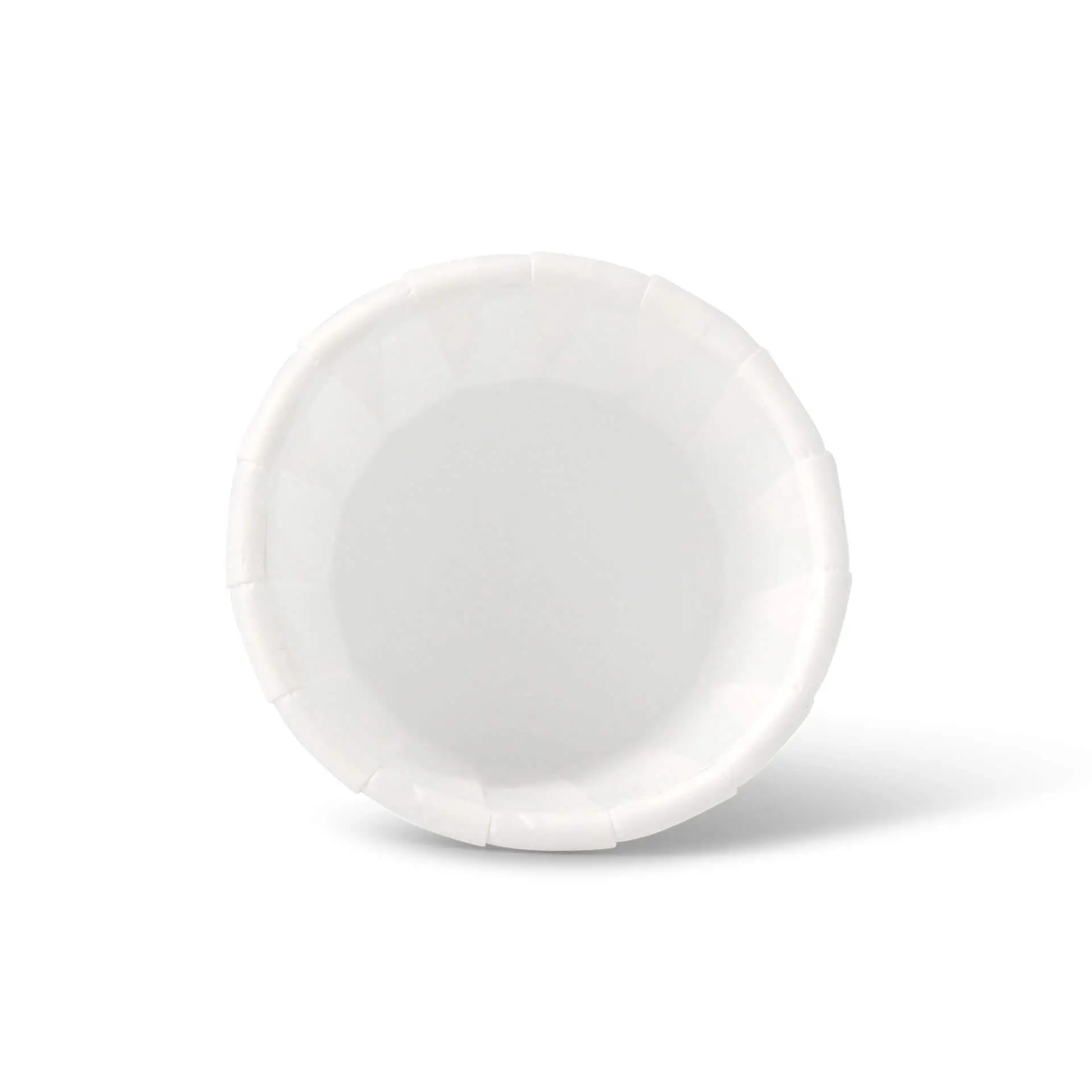 Petit gobelet en papier blanc, capacité de 35 ml, adapté pour les dips et sauces, biodégradable, avec un revêtement résistant aux graisses.