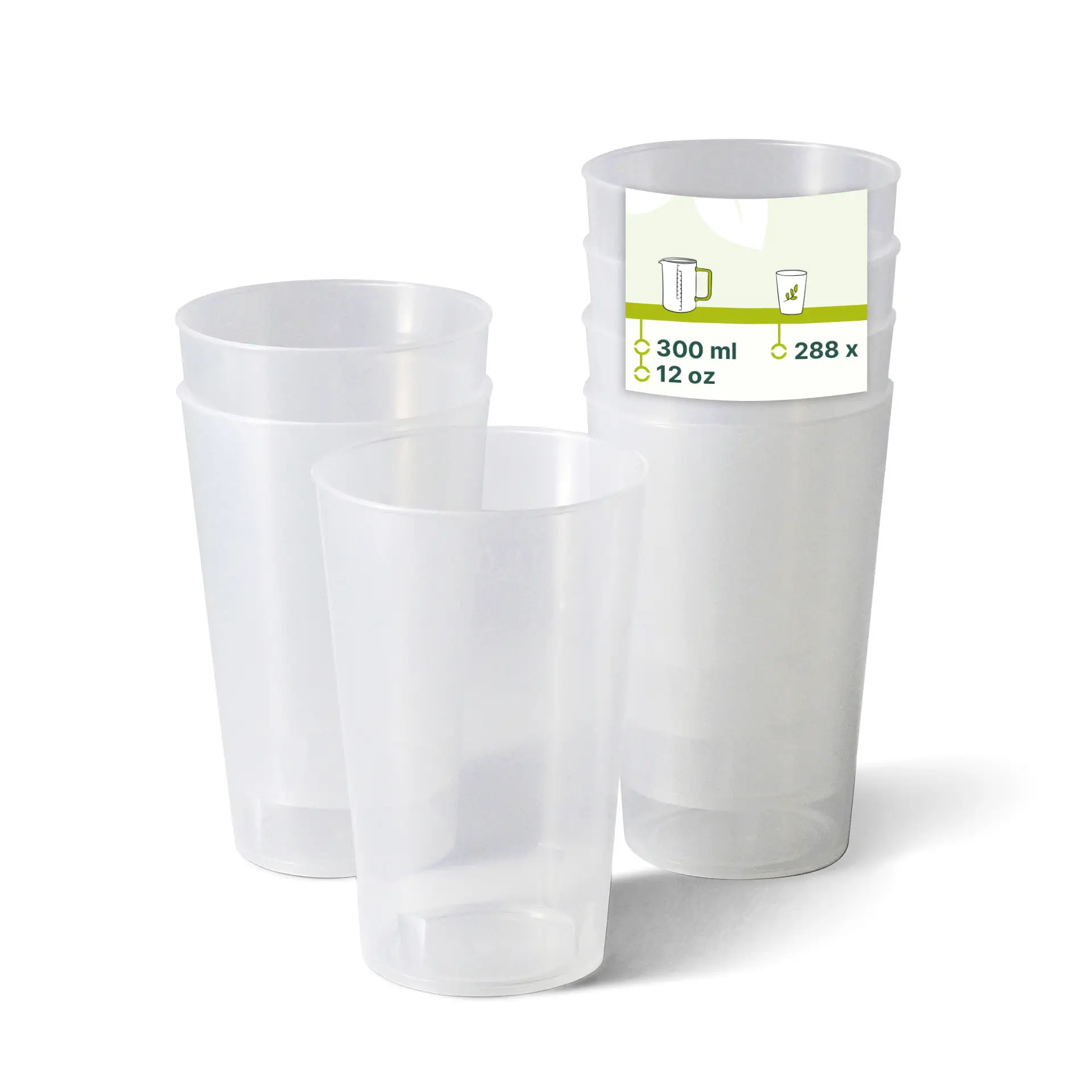 Gobelet réutilisable, plastique transparent 30 cl, Ø 77mm, PP Gobelet réutilisable, plastique transparent 30 cl, Ø 77mm, PP