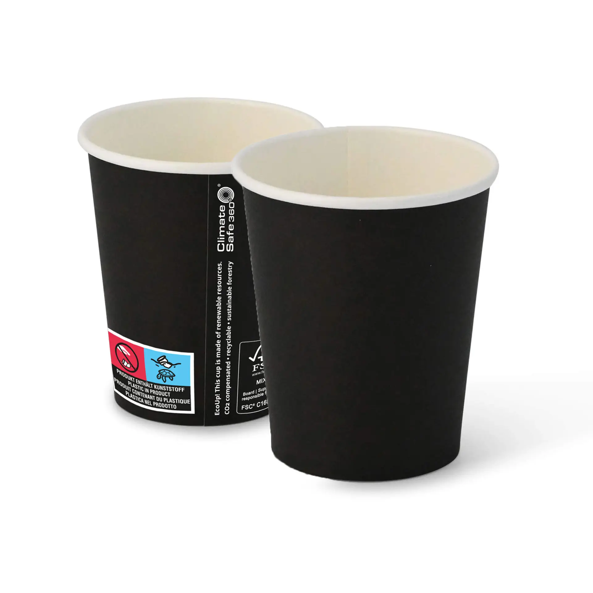 Gobelet en carton (revêtu de PE) 20 cl / 8 oz, Ø 80 mm, noir