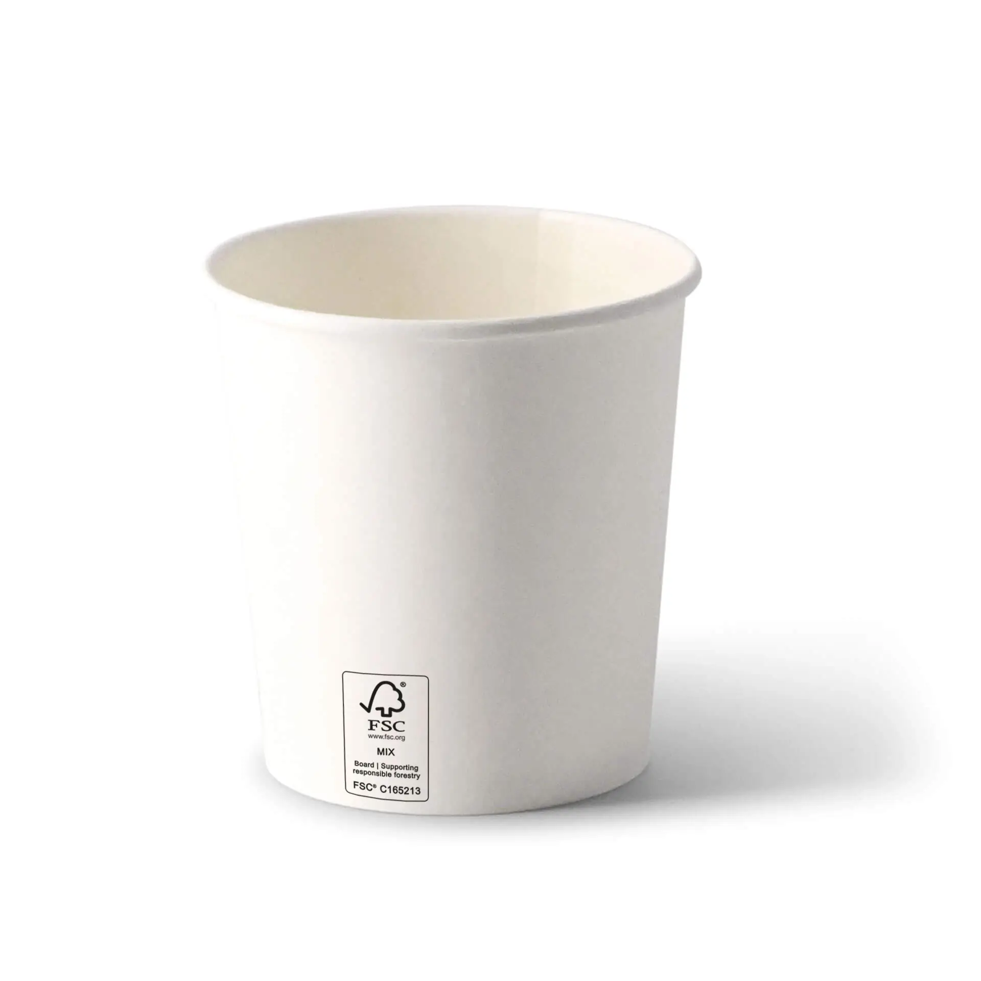 Gobelet en carton blanc de 16 oz pour aliments chauds et froids ; enduit de PE ; conçu pour emporter.