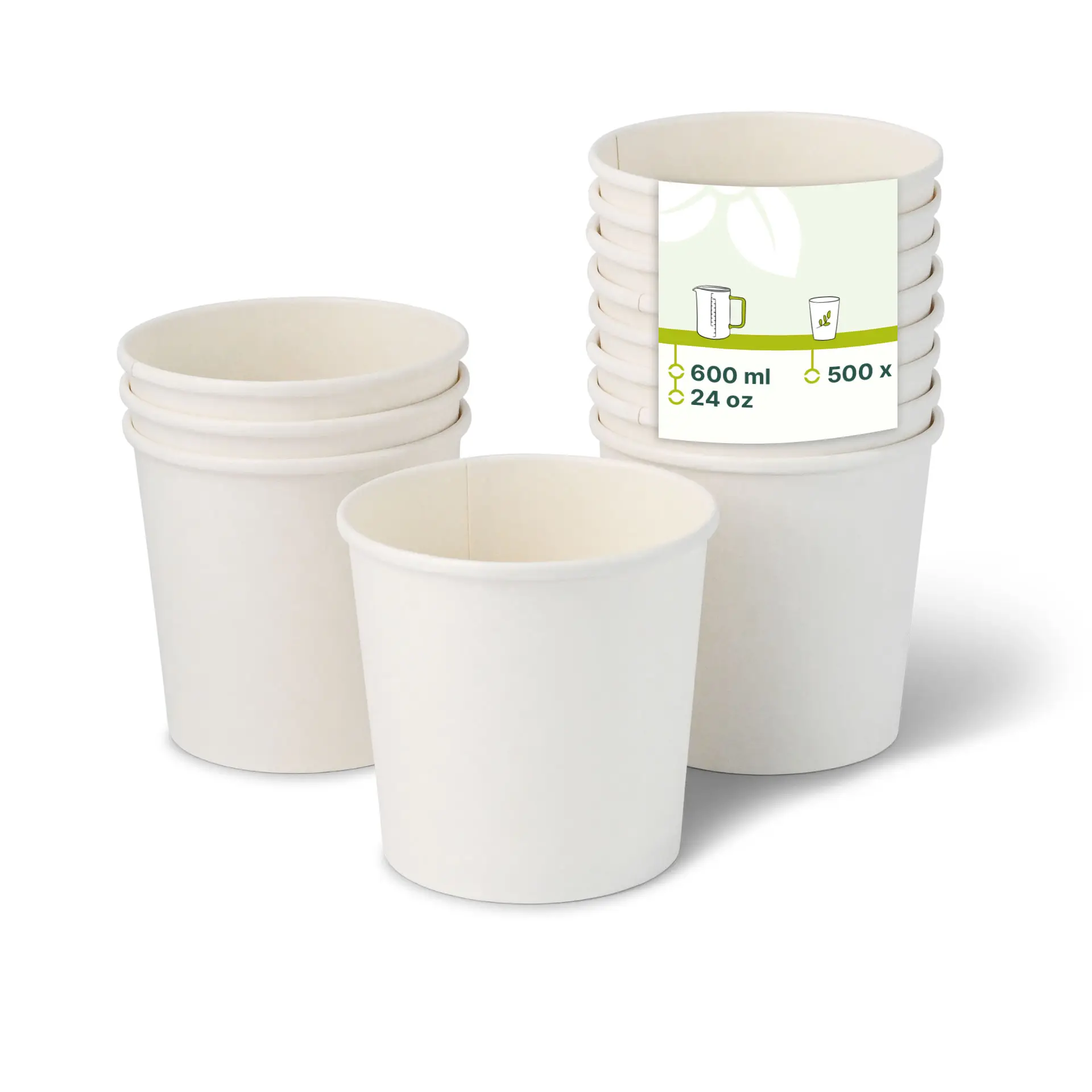 Pot premium en carton blanc, 600 ml / 24 oz, Ø 115 mm Pot premium en carton blanc, 600 ml / 24 oz, Ø 115 mm