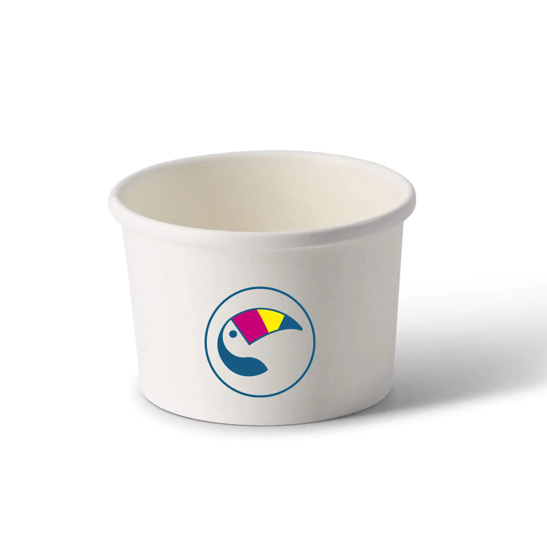 Gobelet à soupe à emporter imprimé, blanc, 200 ml, Ø 90 mm, revêtement PLA