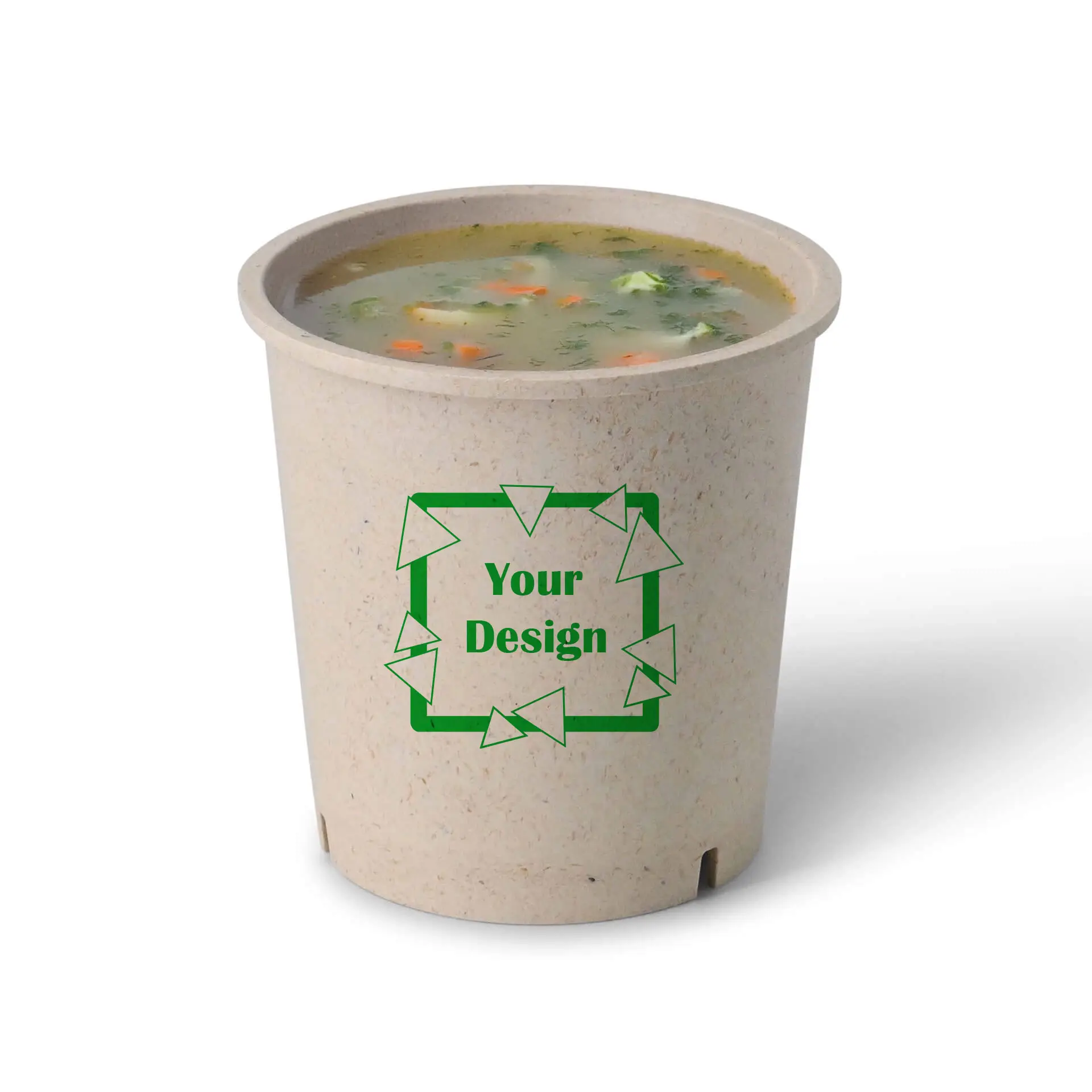 Pots à soupe réutilisable "merways Cup" cajou / blanc crème 400 ml, Ø 95 mm, personnalisable