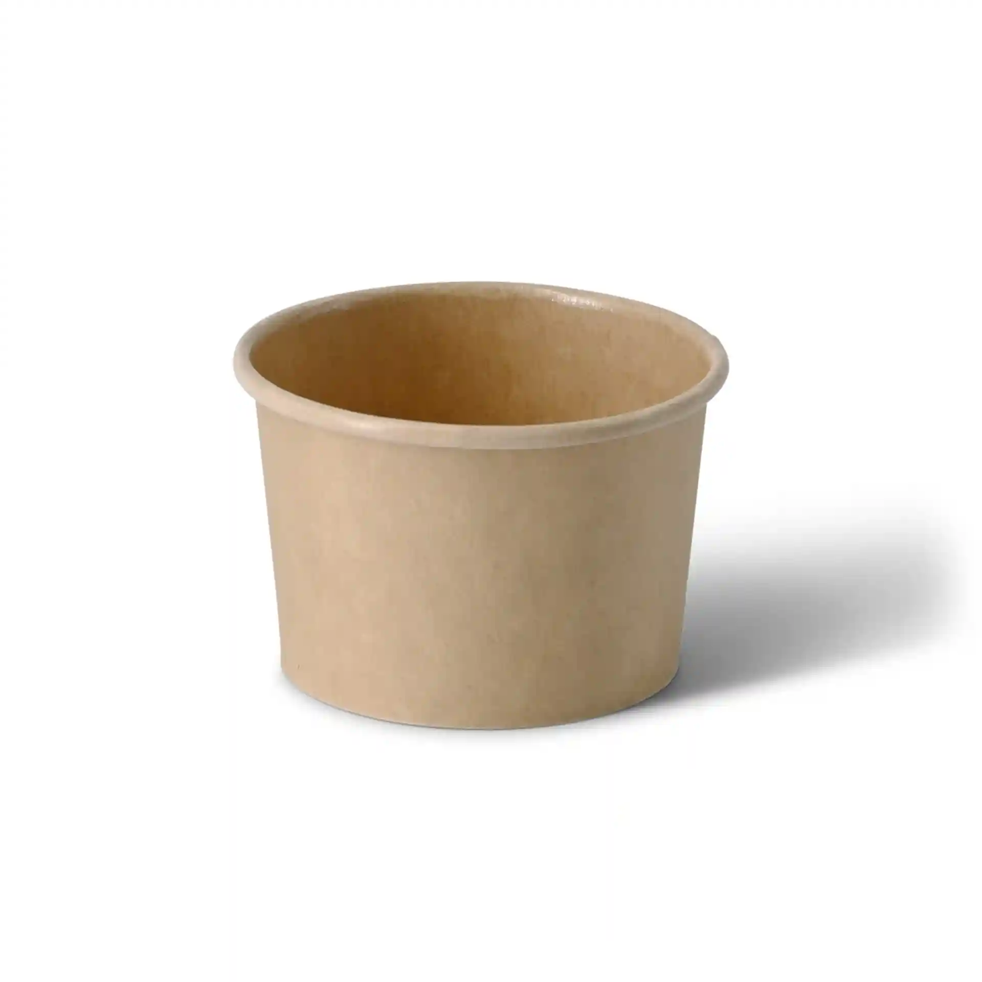 Conteneur rond en carton brun de 40 mm de hauteur et 62 mm de diamètre supérieur.