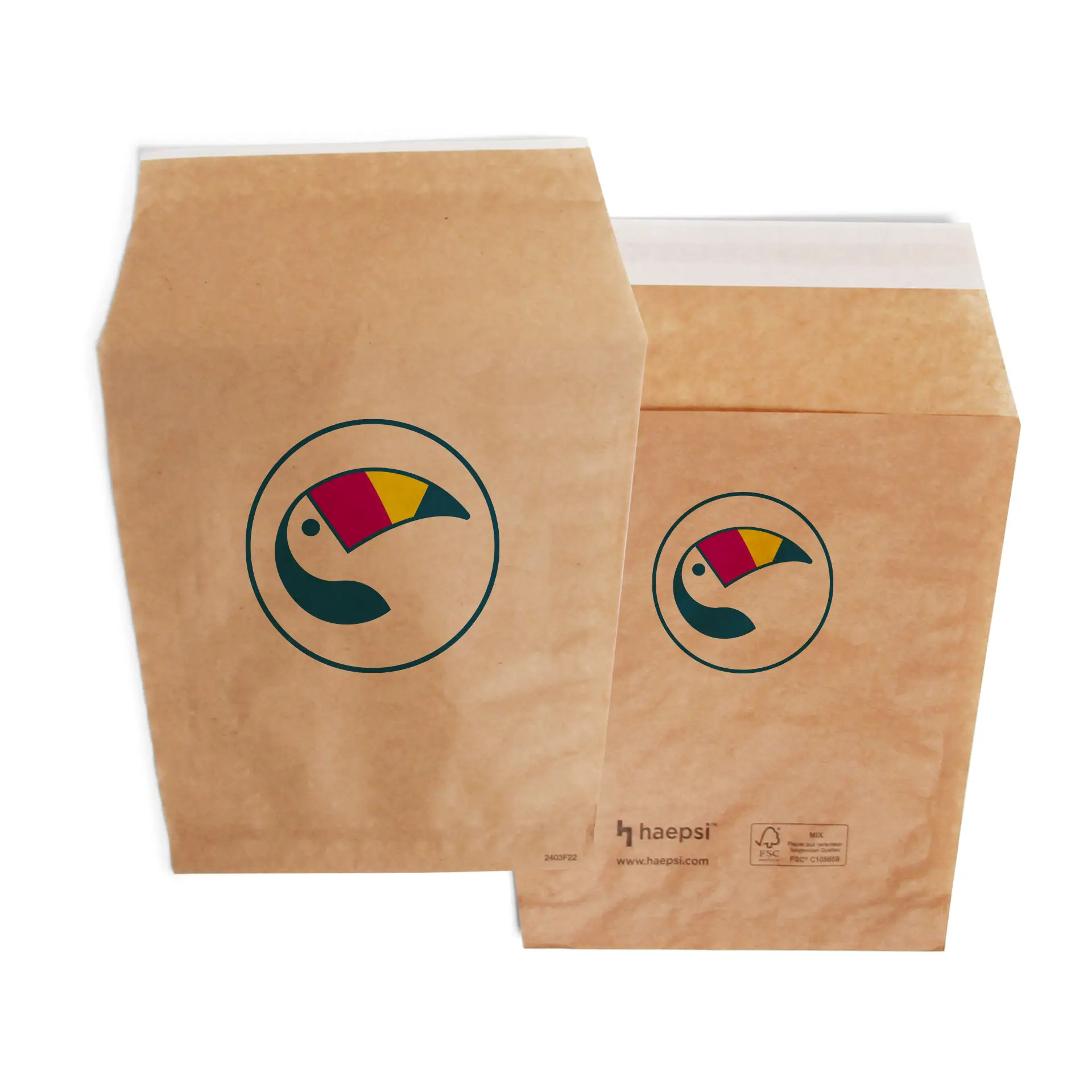 Sacs à frites personnalisés, 17,5 x 16 cm, brun, fermeture adhésive