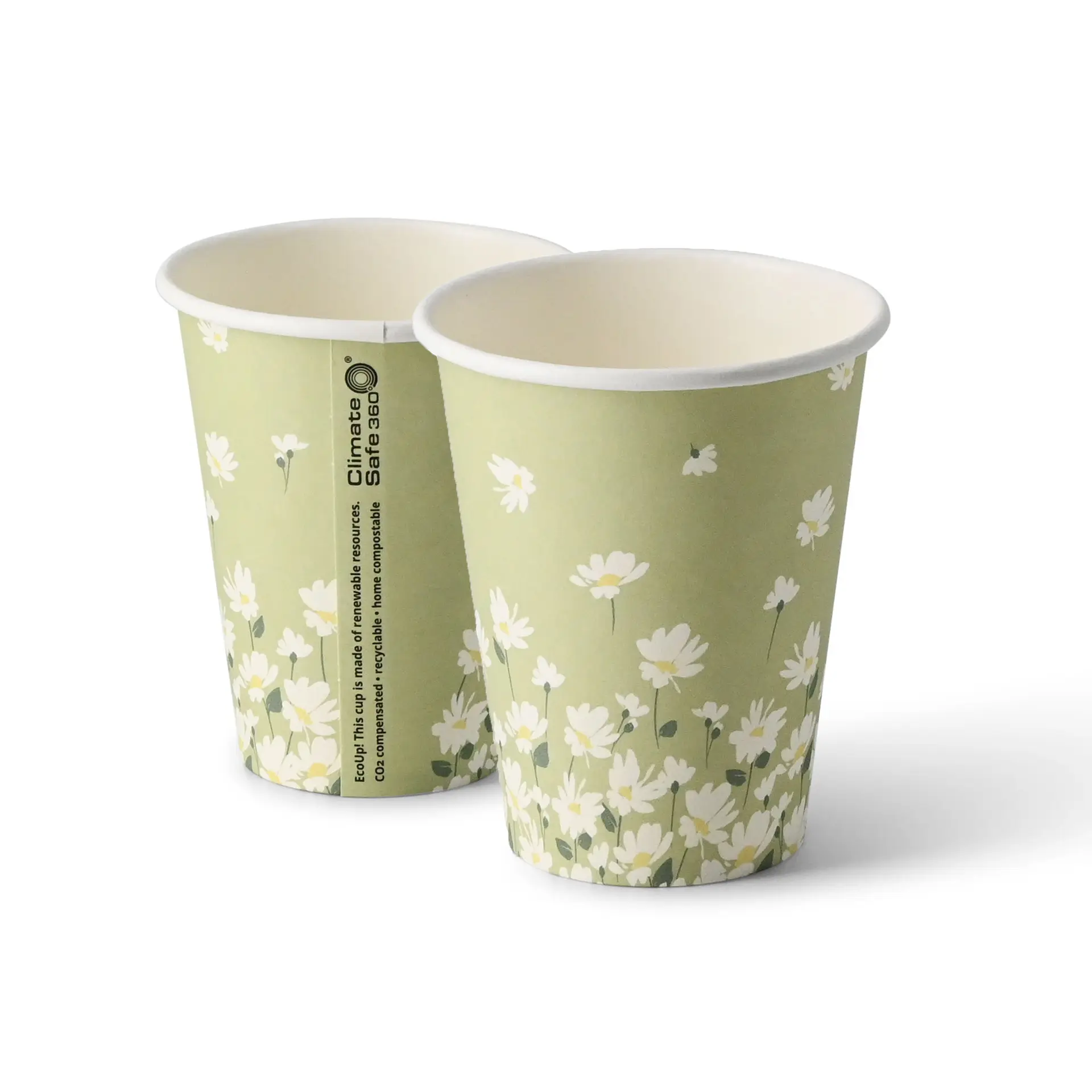 Gobelets en carton printemps "Marguerite" 20 cl / 8 oz, Ø 80 mm, vert