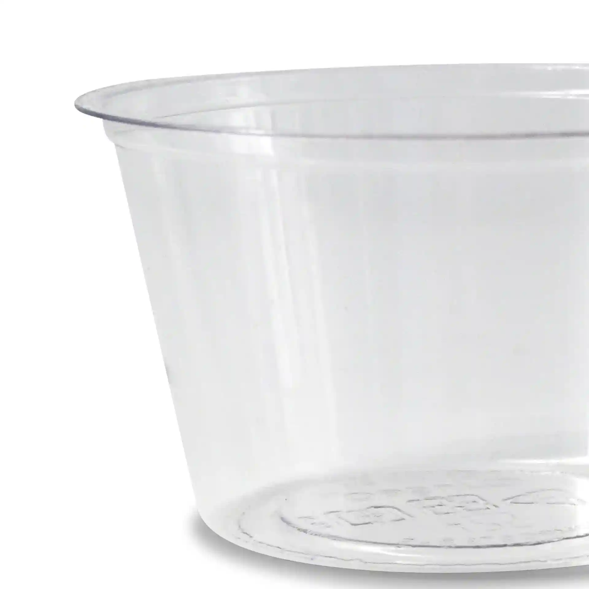 Gobelet en PLA transparent de 70 mm de diamètre et 40 mm de hauteur, capacité de 80 ml.