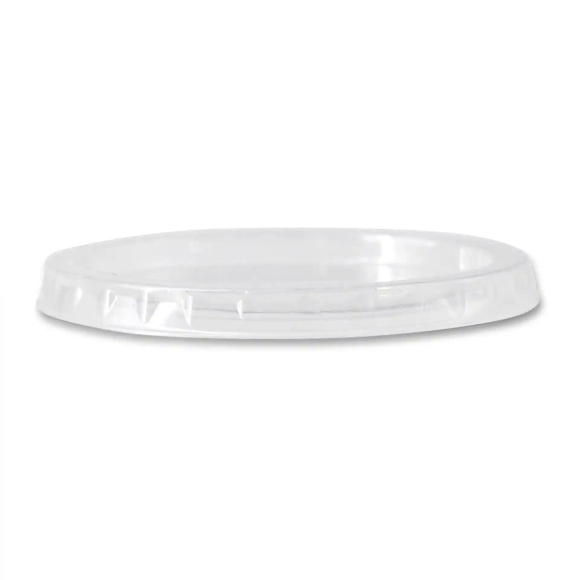 Couvercle rond en PLA transparent de 70 mm de diamètre et d'un diamètre de base légèrement plus large de 74 mm.