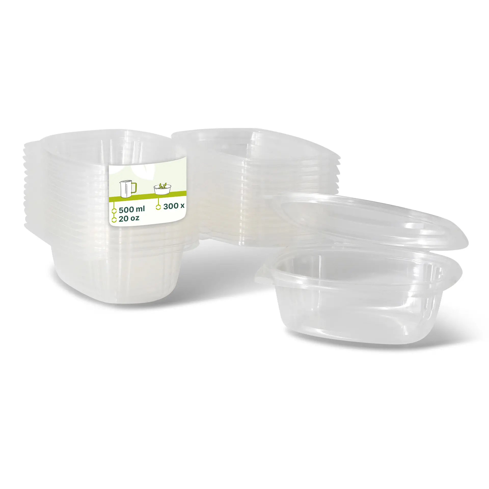 Barquette avec couvercle charnière en PLA, 500 ml Barquette avec couvercle charnière en PLA, 500 ml
