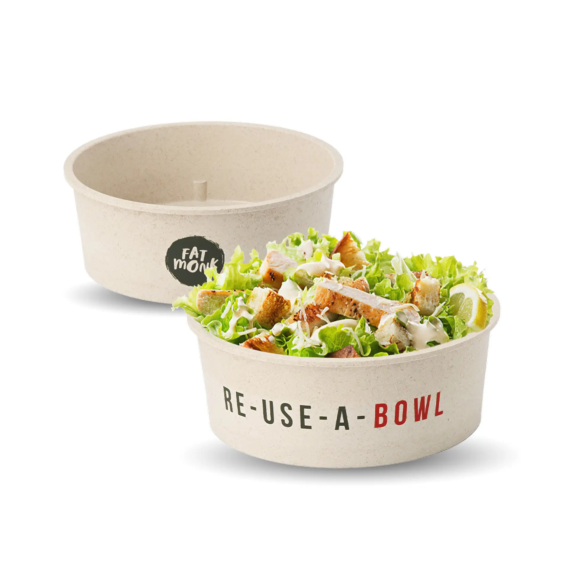 Bol réutilisable "merways Bowl" cajou / blanc crème 1000 ml, Ø 185 mm, personnalisable