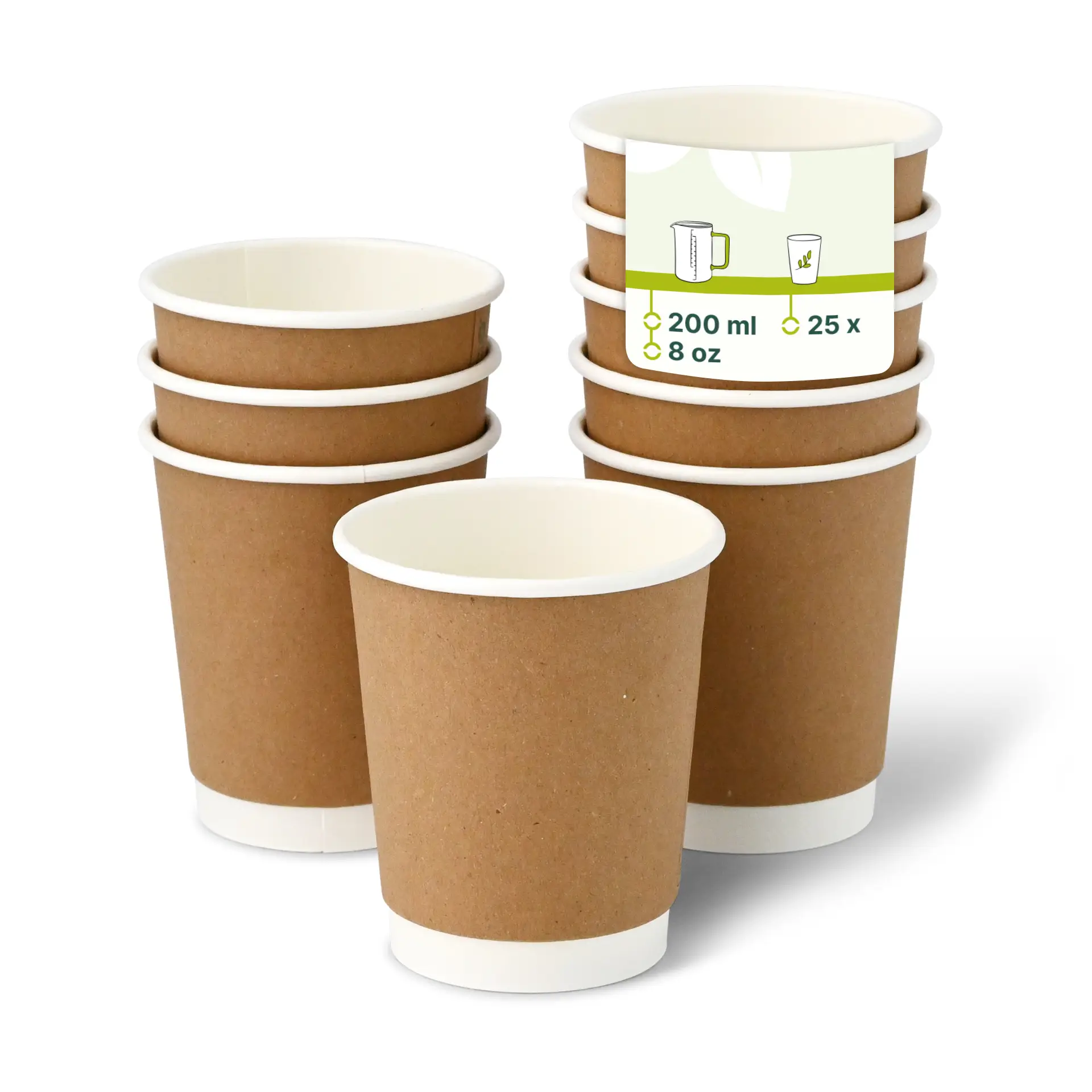 Gobelet en carton double paroi, 20 cl / 8 oz, Ø 80 mm, brun dhd048721-coffee-to-go-becher-aus-pappe-doppelwandig-200-ml-8-oz-80-mm-braun