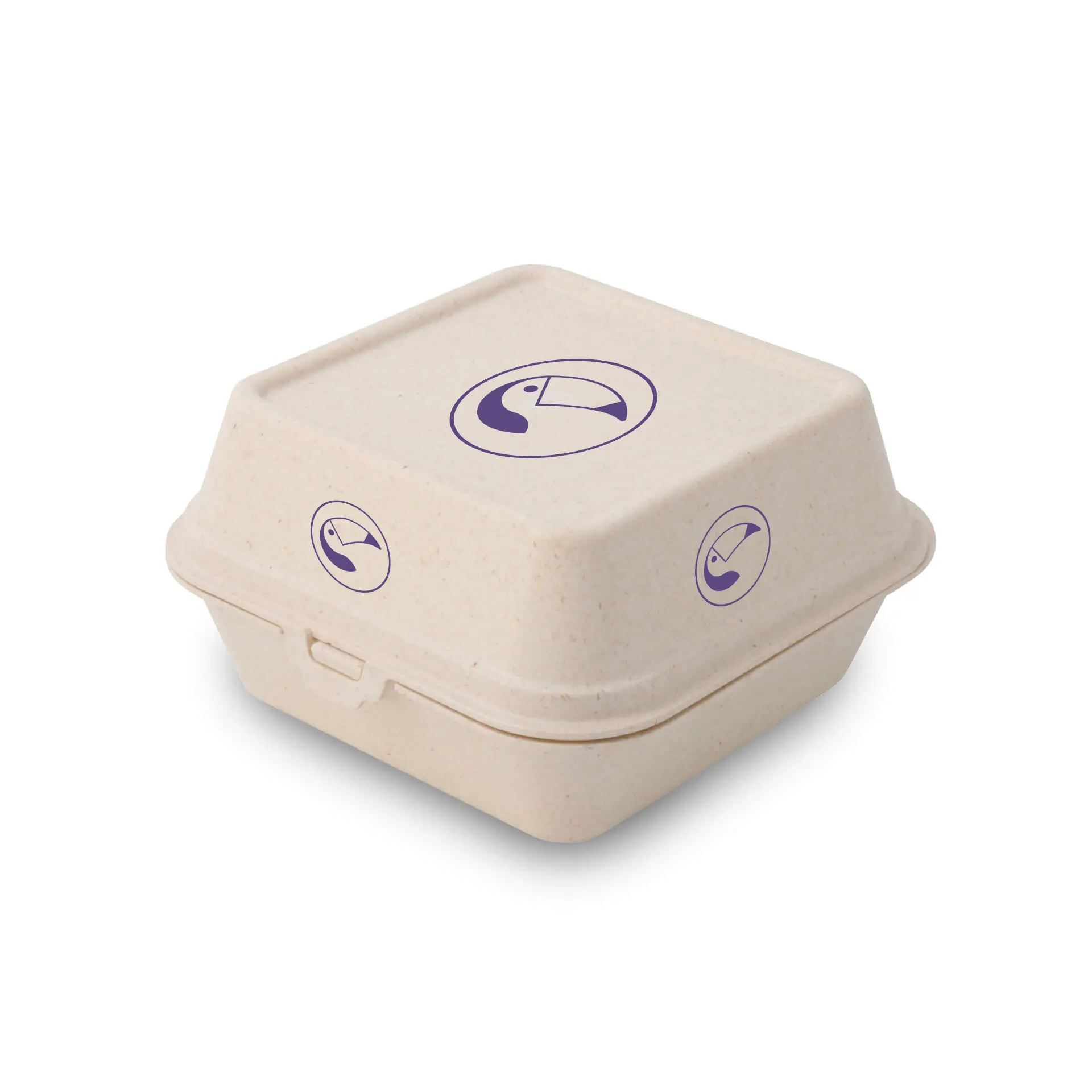 Boîtes à burger réutilisables imprimées, 16 x 15 x 8,5 cm, blanc crème, impression sur quatre faces Boîtes à burger réutilisables imprimées, 16 x 15 x 8,5 cm, blanc crème, impression sur quatre faces