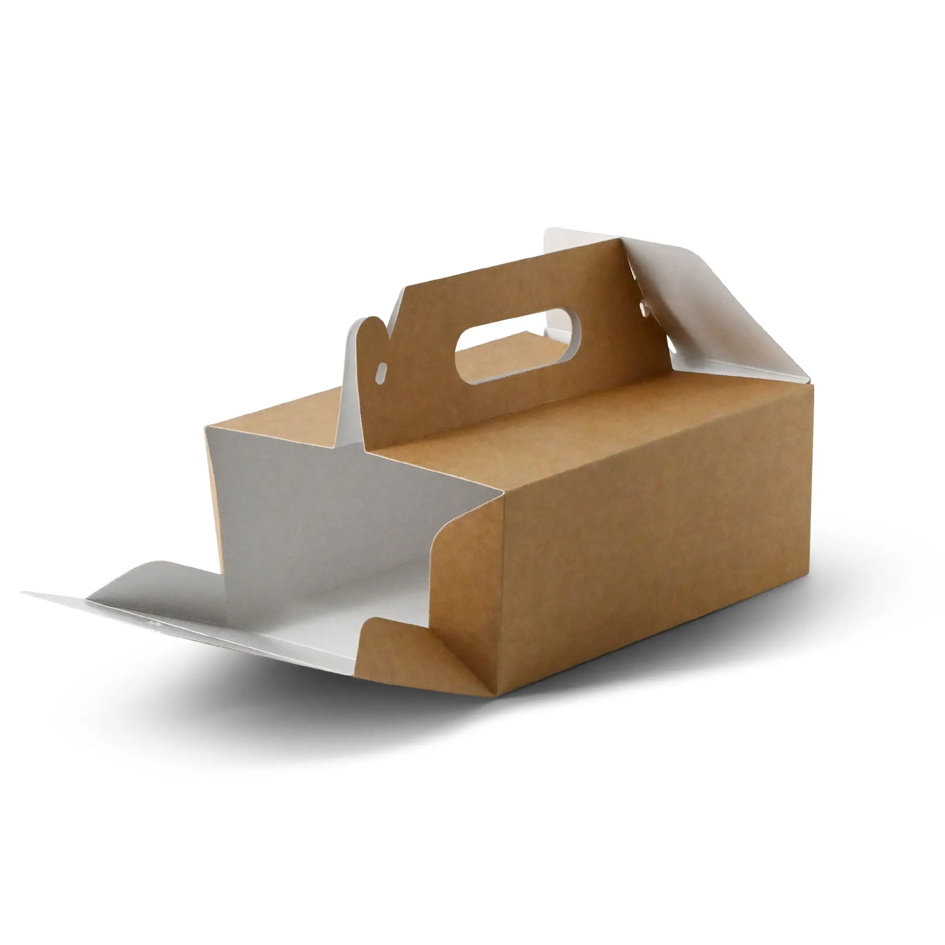 Boîte à gâteaux en carton avec poignée M, 21 x 16 x 9 cm, marron, pliable