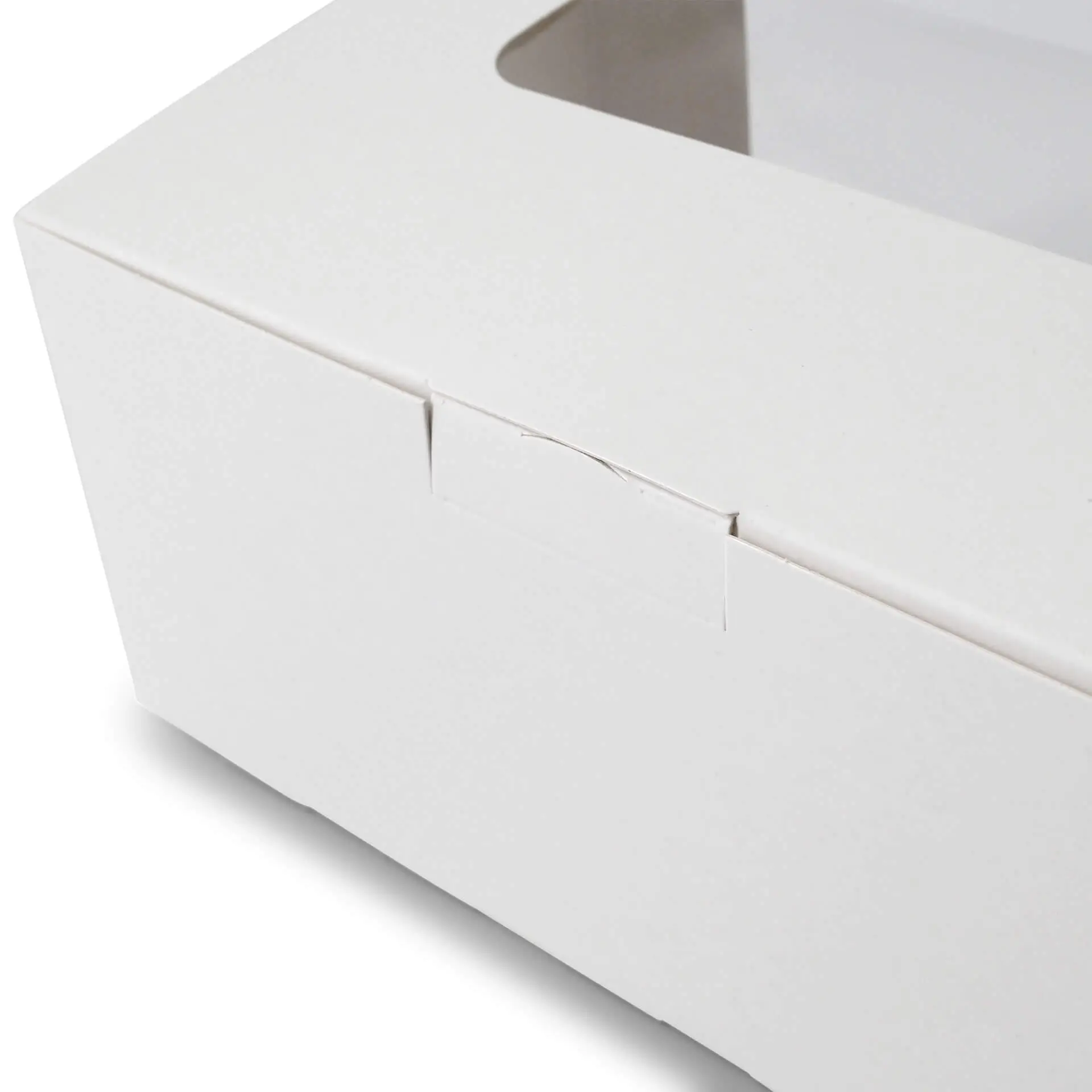 Boîte à cupcakes blanche en 2 pièces avec fenêtre en cellulose, adaptée pour de petites pâtisseries.