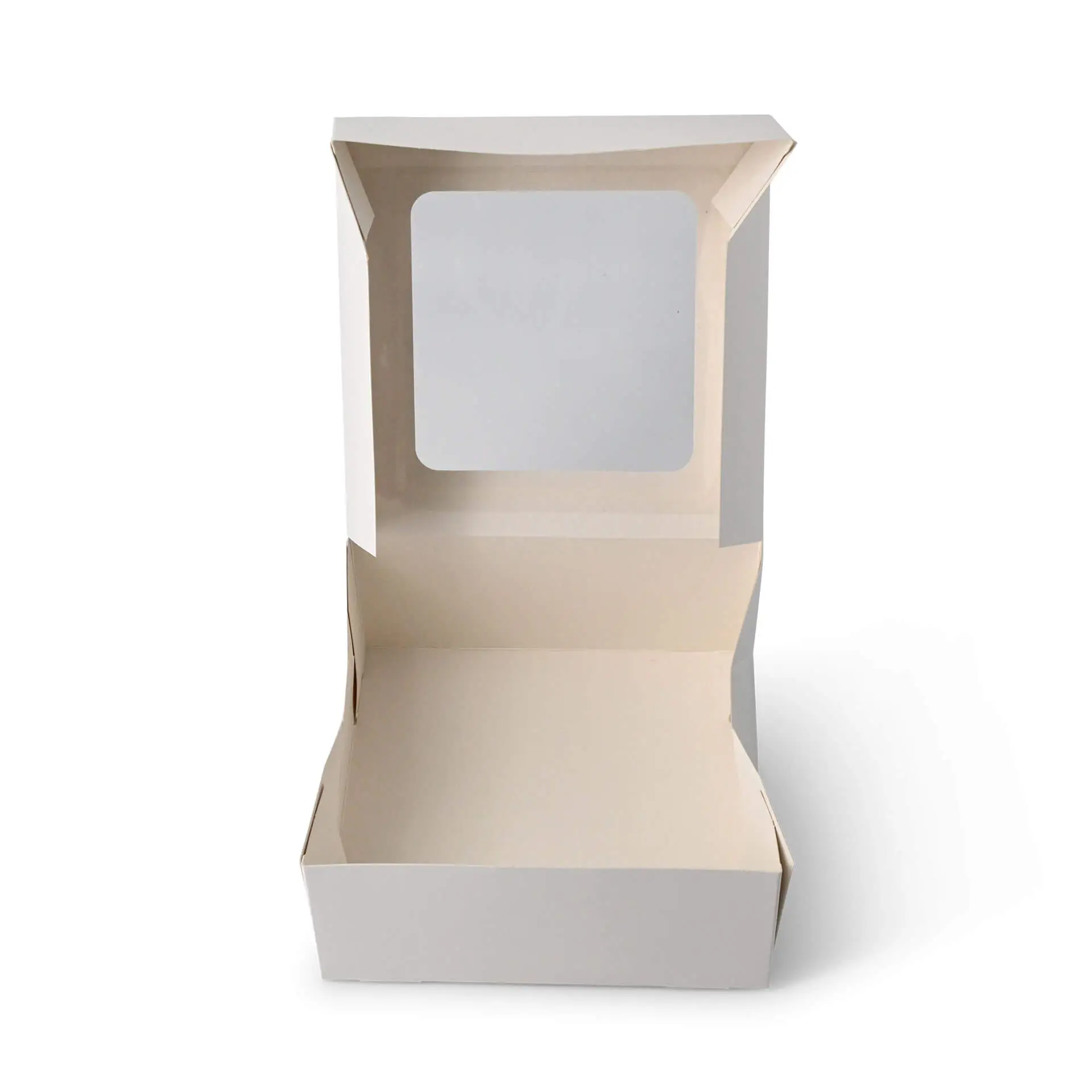 Emballages pâtisserie 18 x 18 x 7,5 cm, fenêtre en cellulose, blanc